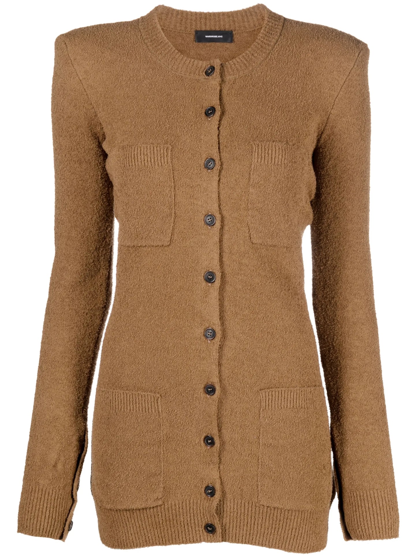 crew-neck knitted cardigan