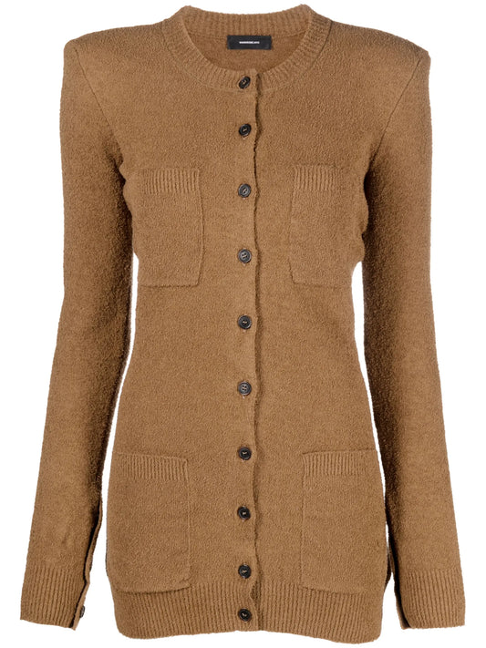 crew-neck knitted cardigan