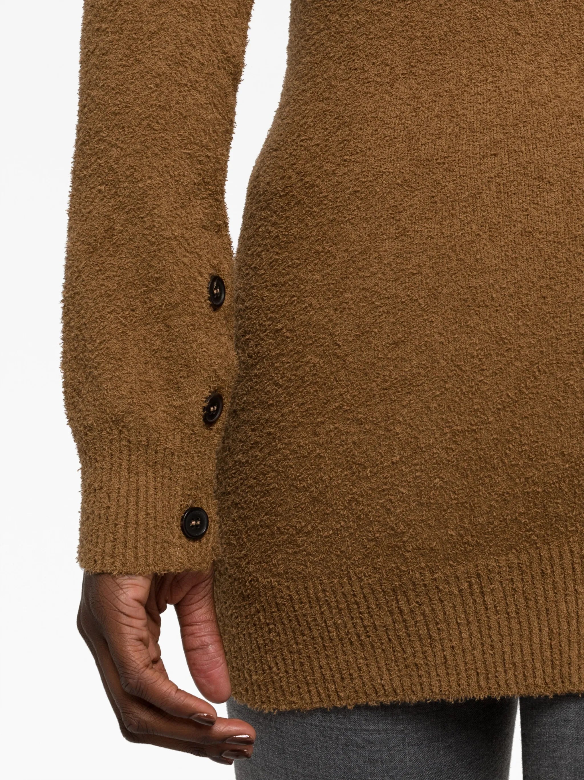 crew-neck knitted cardigan