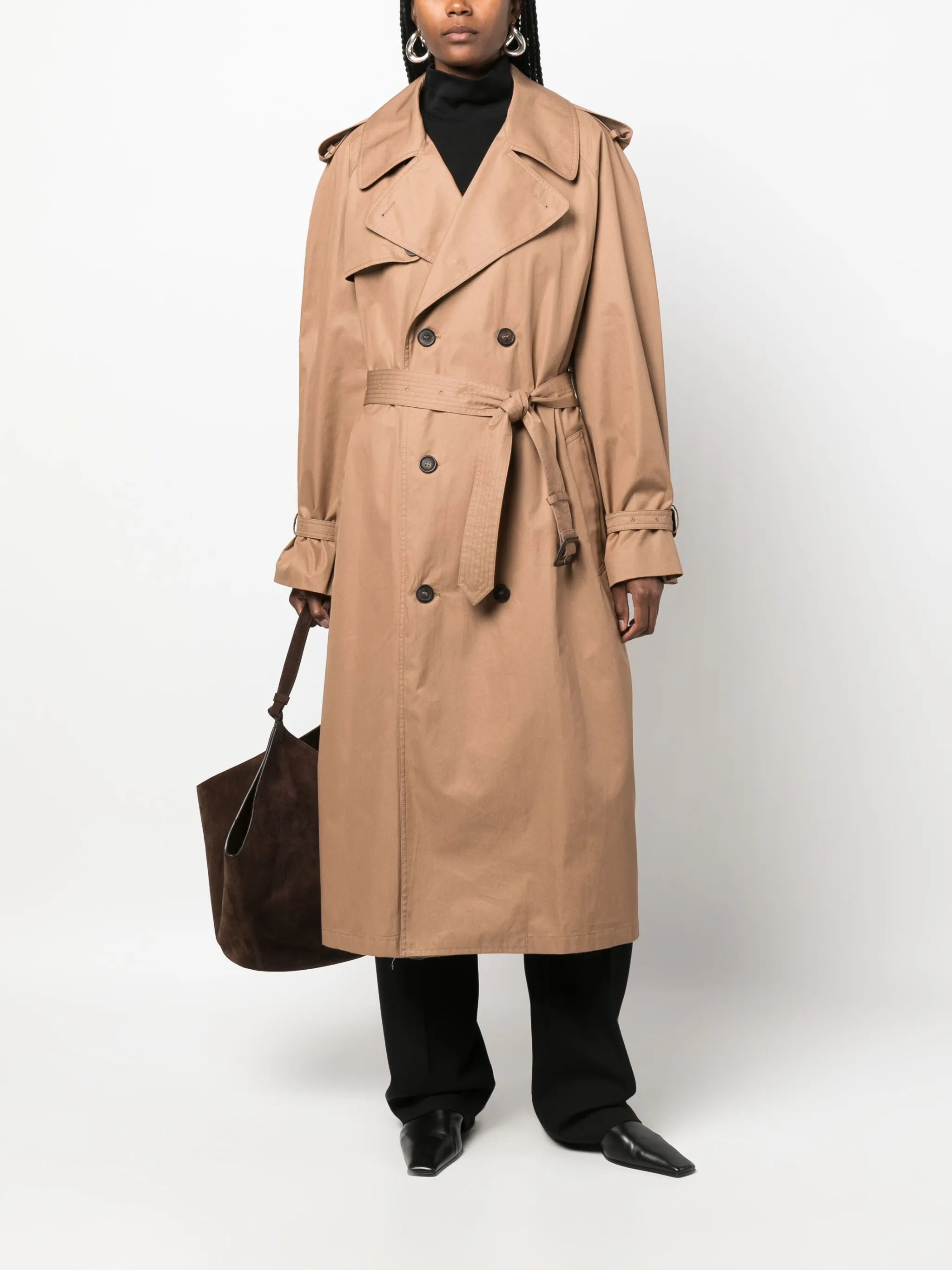 double-breasted cotton trench coat