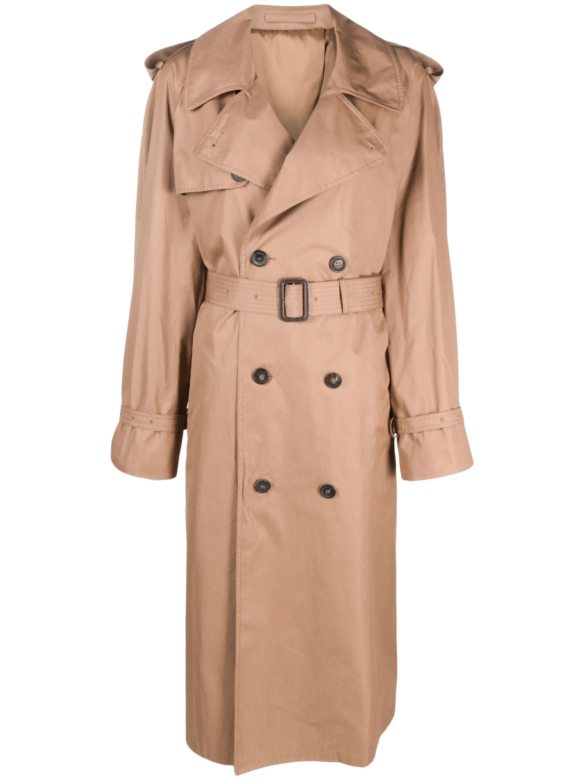 double-breasted cotton trench coat