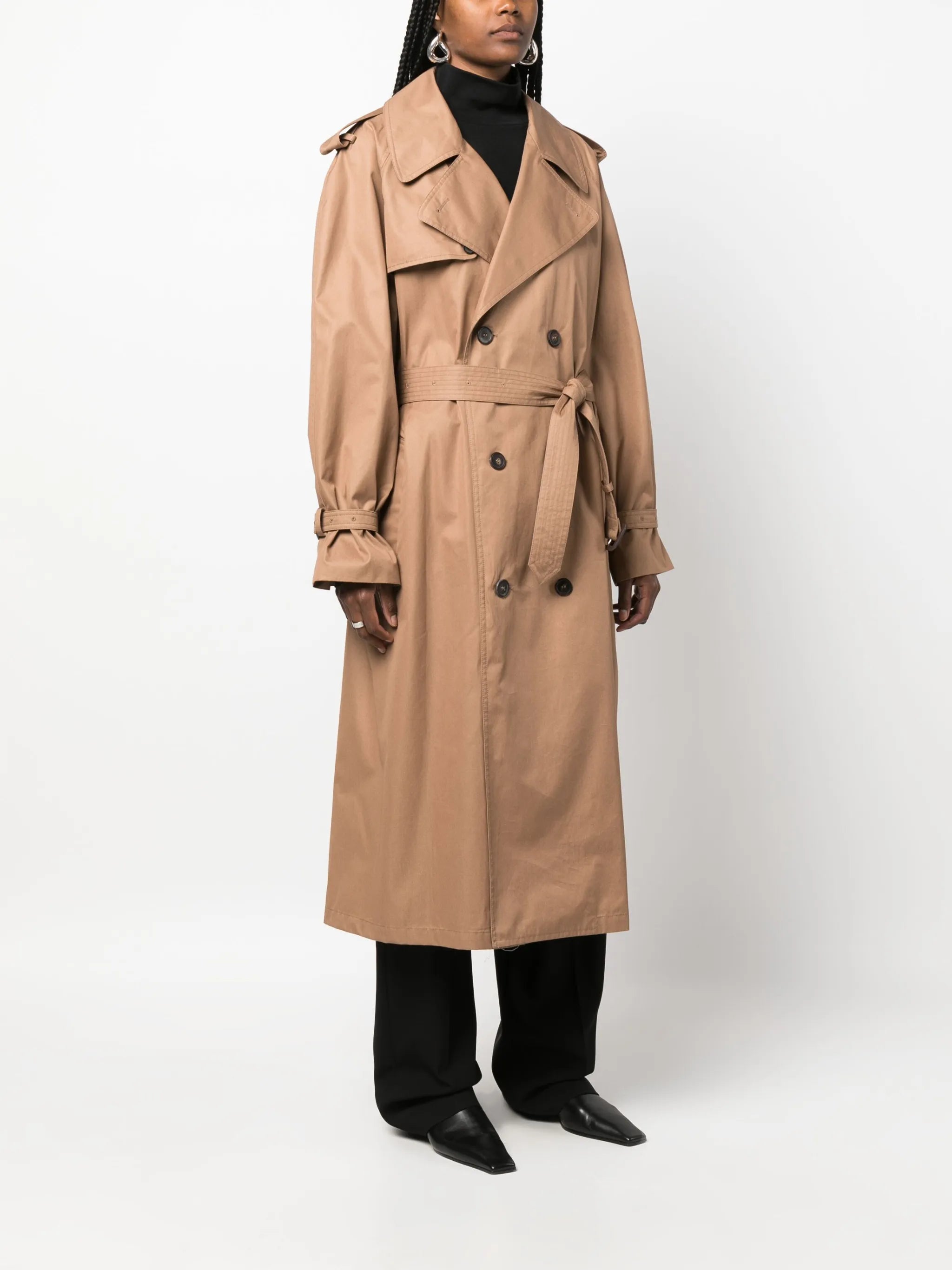 double-breasted cotton trench coat