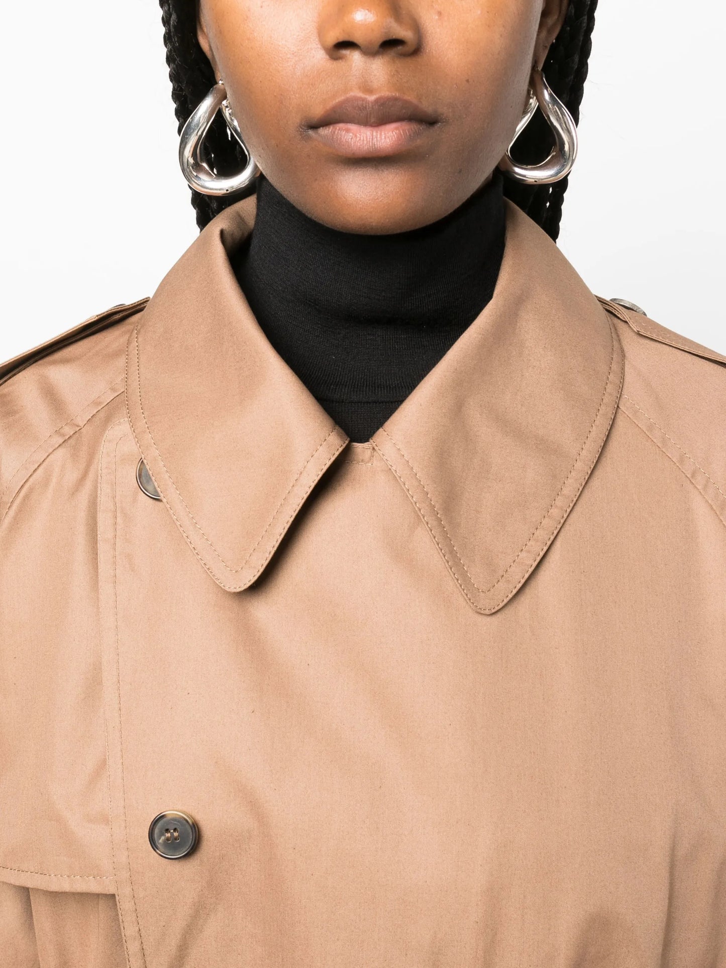 double-breasted cotton trench coat