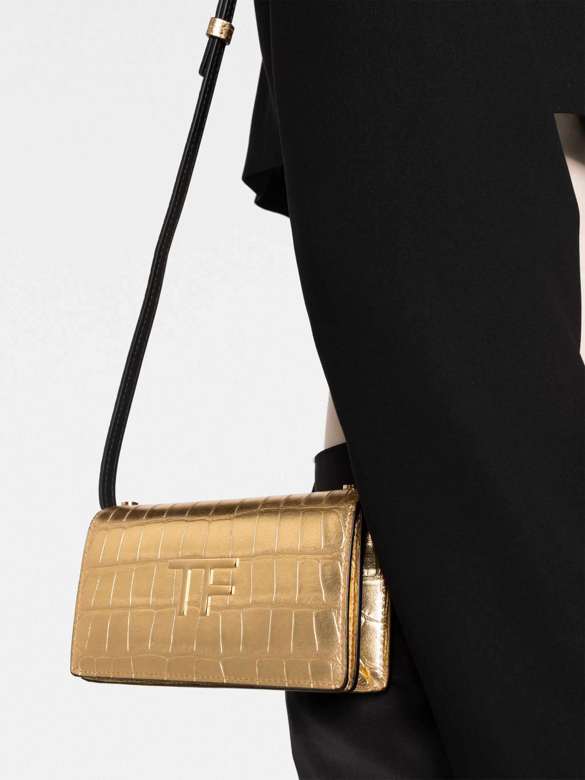 textured debossed-logo crossbody bag