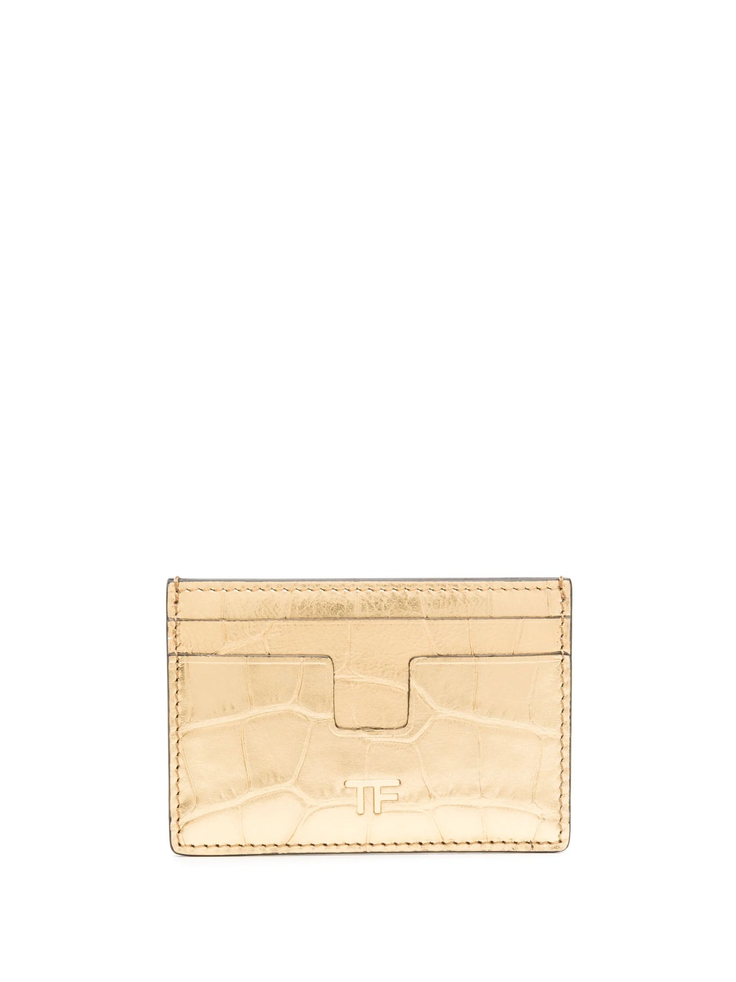 crocodile-effect leather cardholder