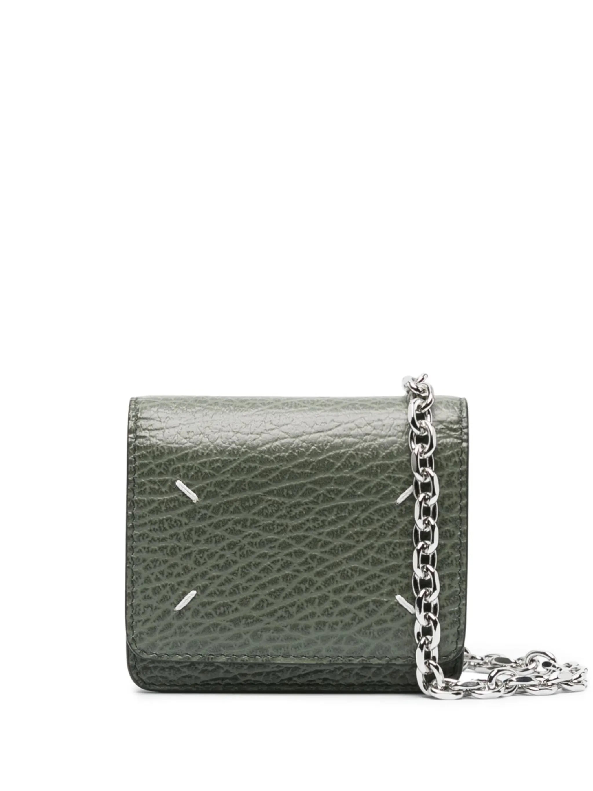 four-stitch leather chain wallet