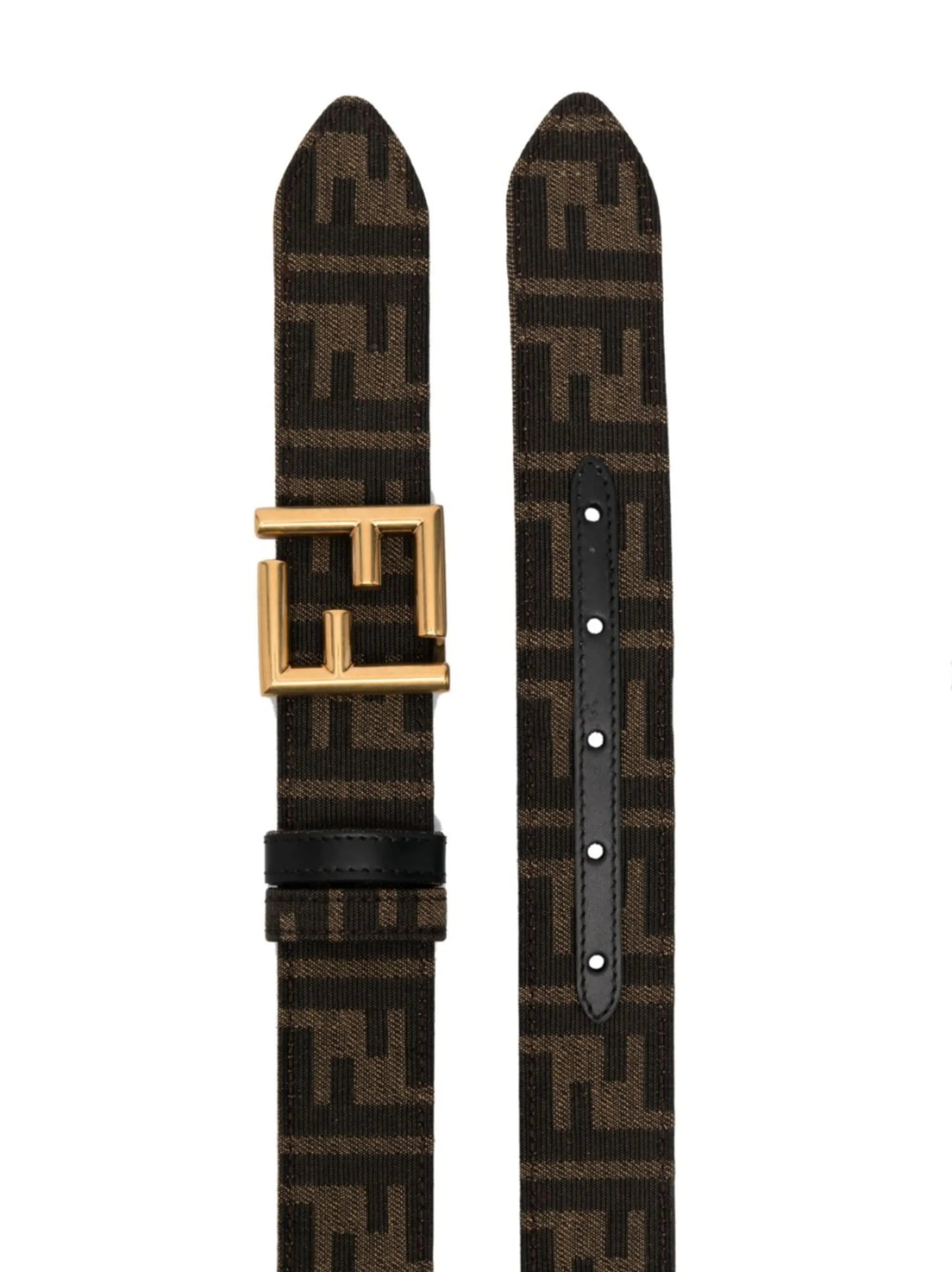 monogram-print logo-buckle belt