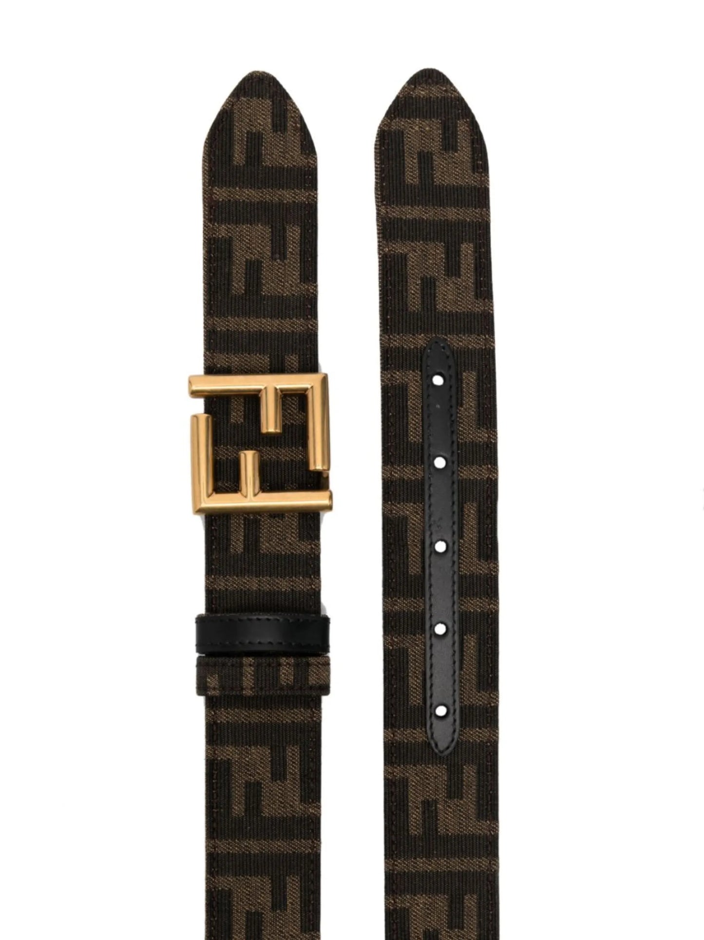 monogram-print logo-buckle belt