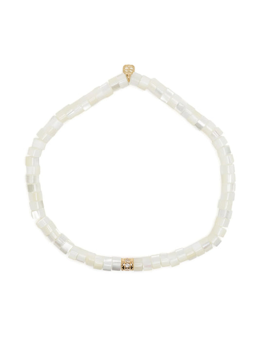 14kt yellow gold pearl and diamond bracelet