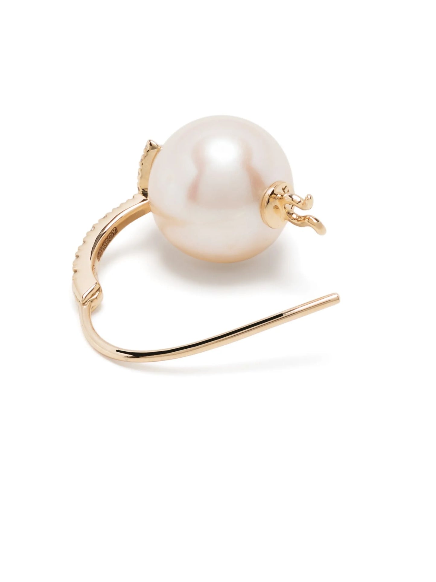 14kt yellow gold Evil Eye pearl and diamond earrings