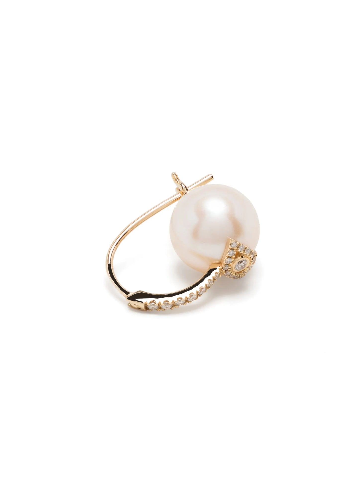14kt yellow gold Evil Eye pearl and diamond earrings