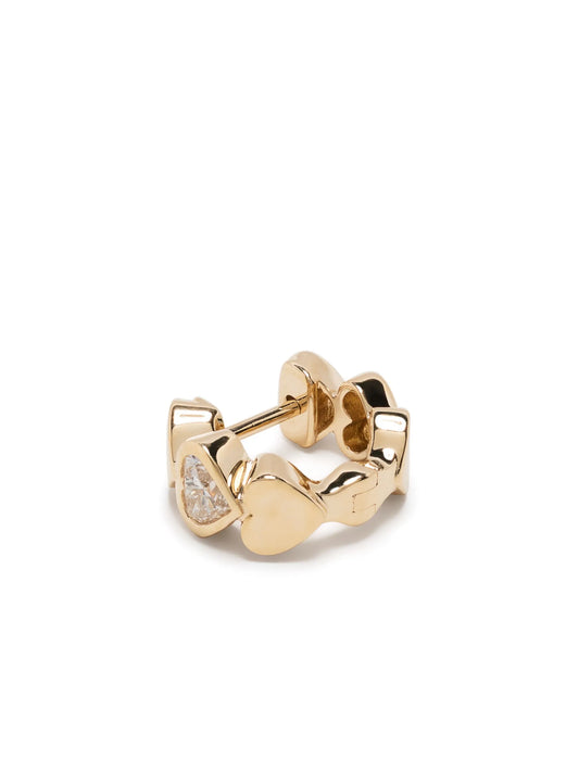 gold & heart diamond huggie