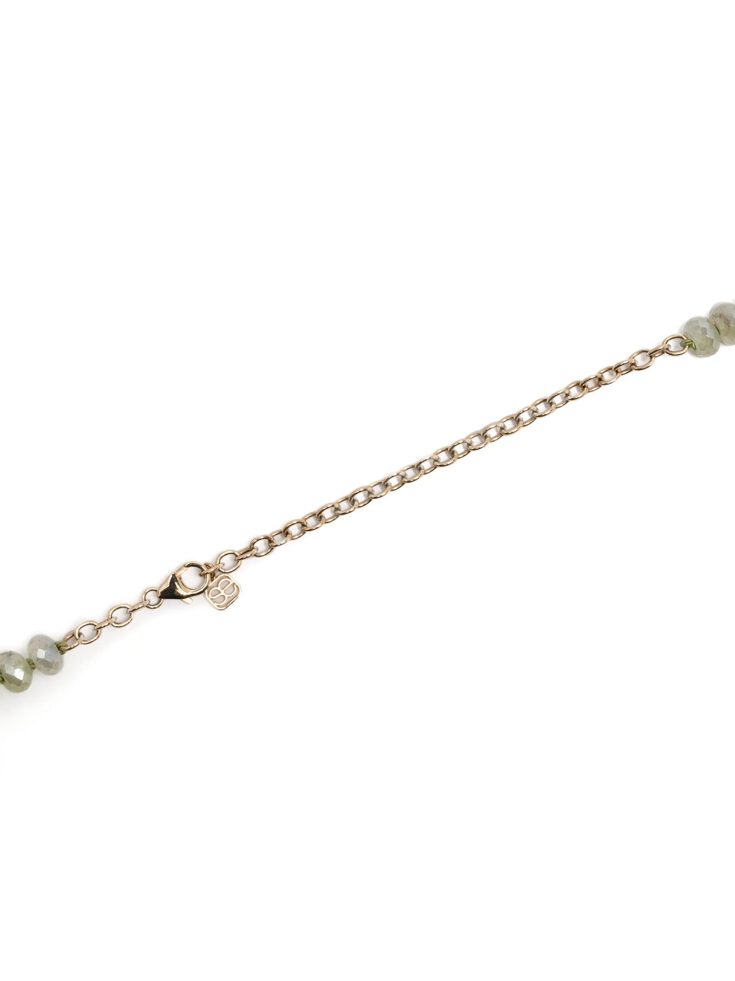 14kt yellow gold Starburst diamond and prehnite necklace
