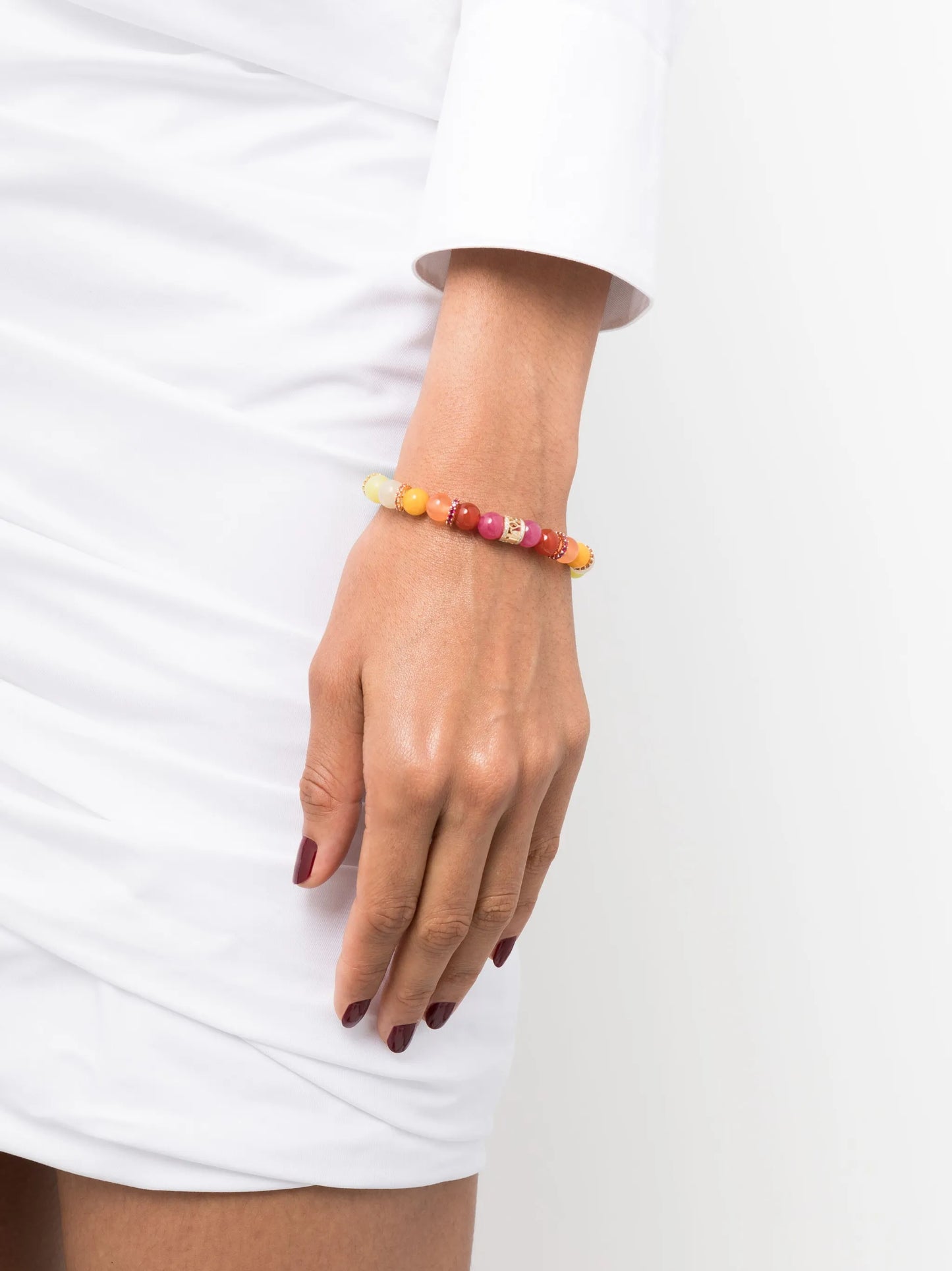 14kt yellow gold Rainbow rondelle bead bracelet