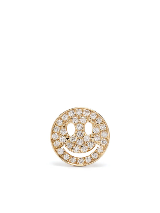 14kt yellow gold Happy Face diamond stud earring