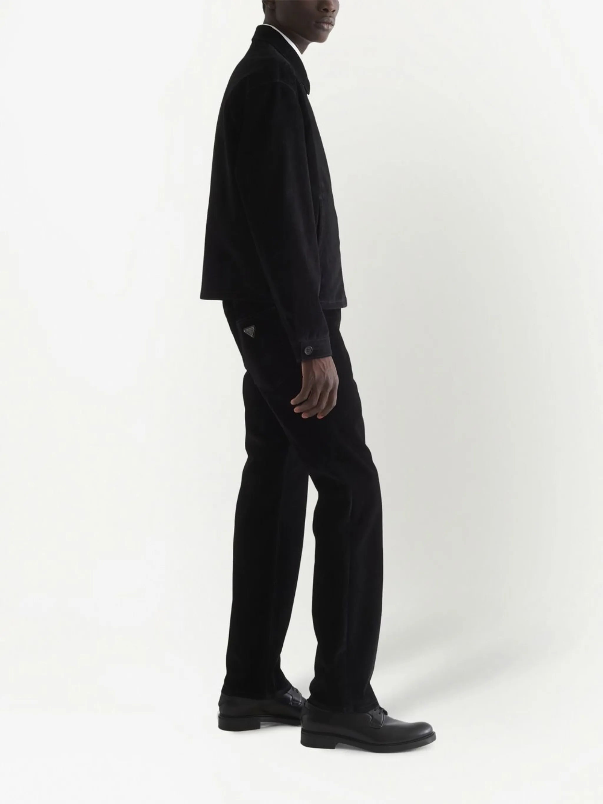 triangle-logo velvet blouson jacket