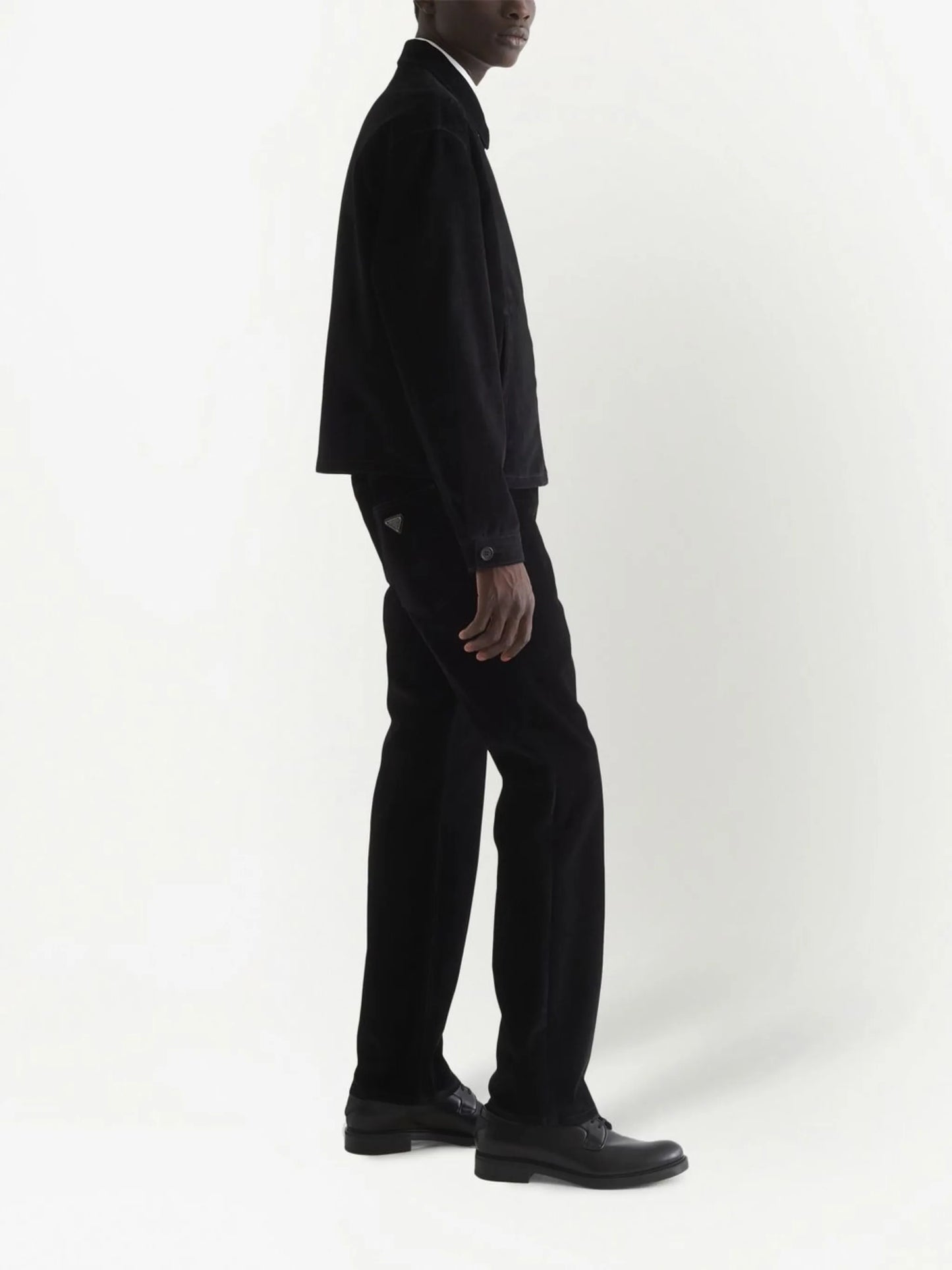 triangle-logo velvet blouson jacket