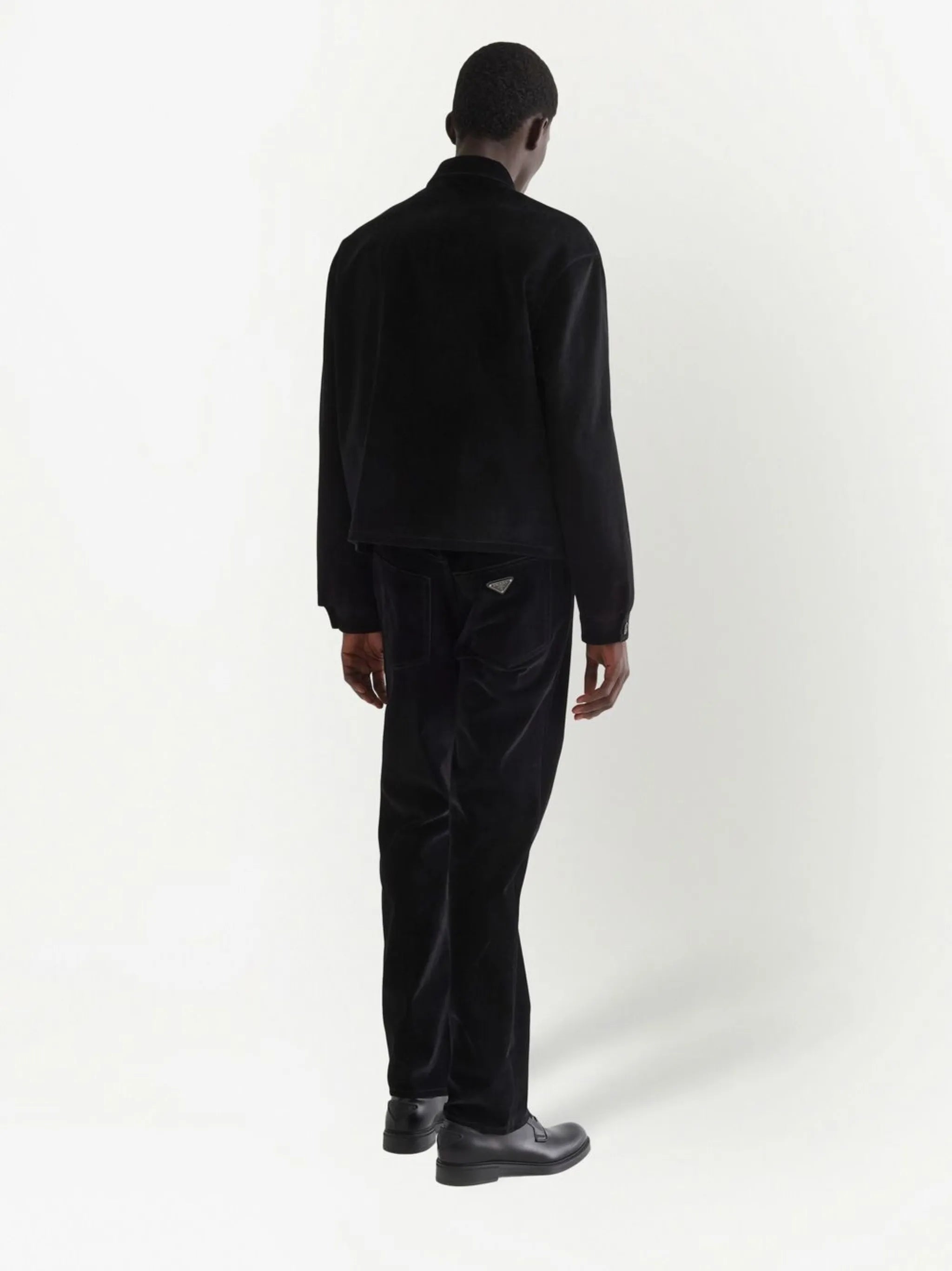 triangle-logo velvet blouson jacket