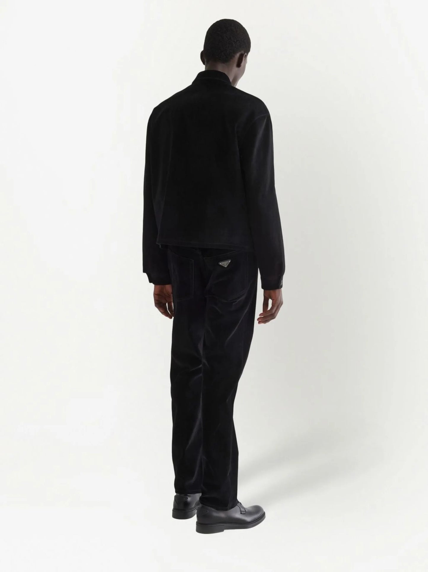 triangle-logo velvet blouson jacket