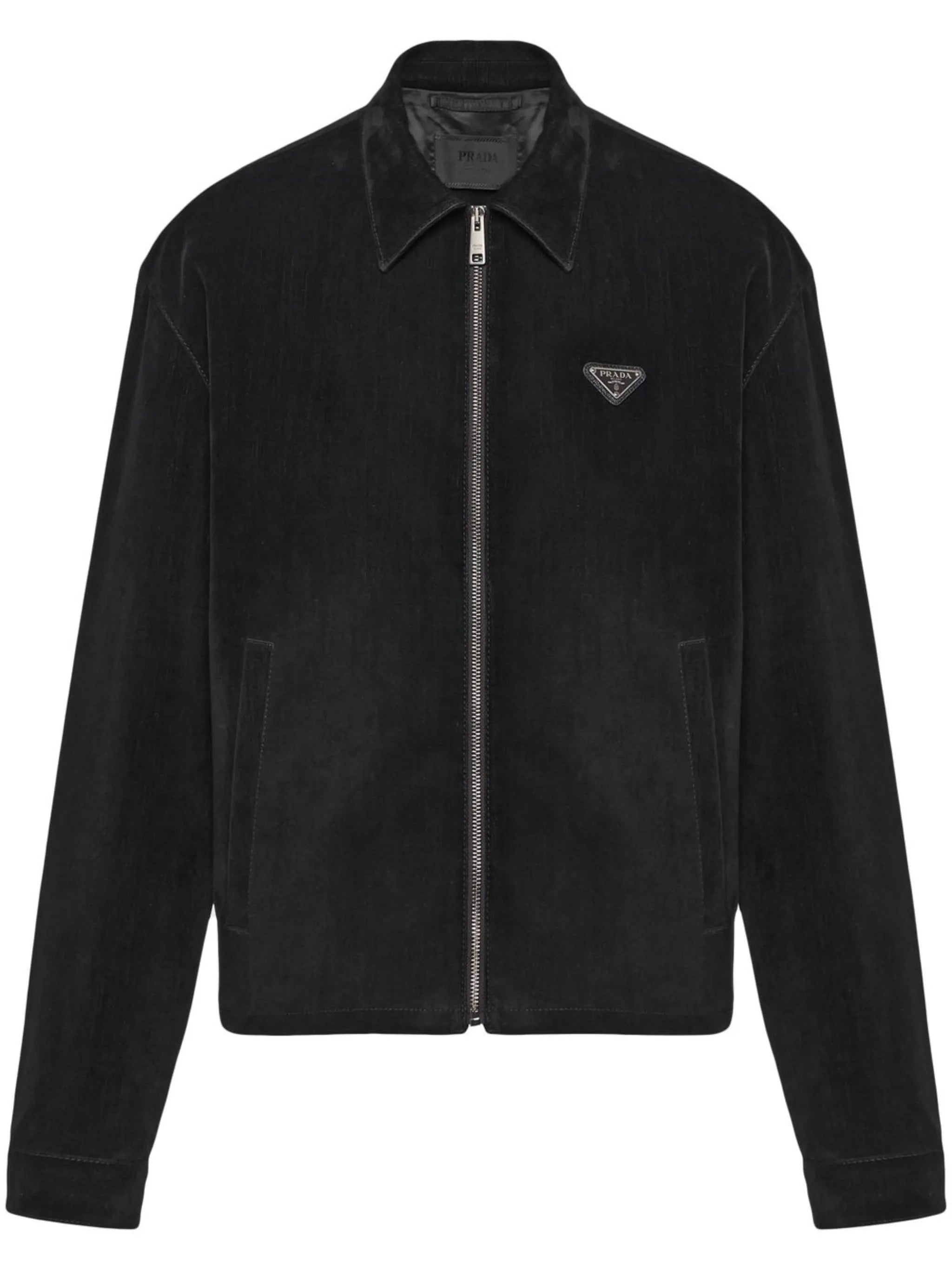 triangle-logo velvet blouson jacket