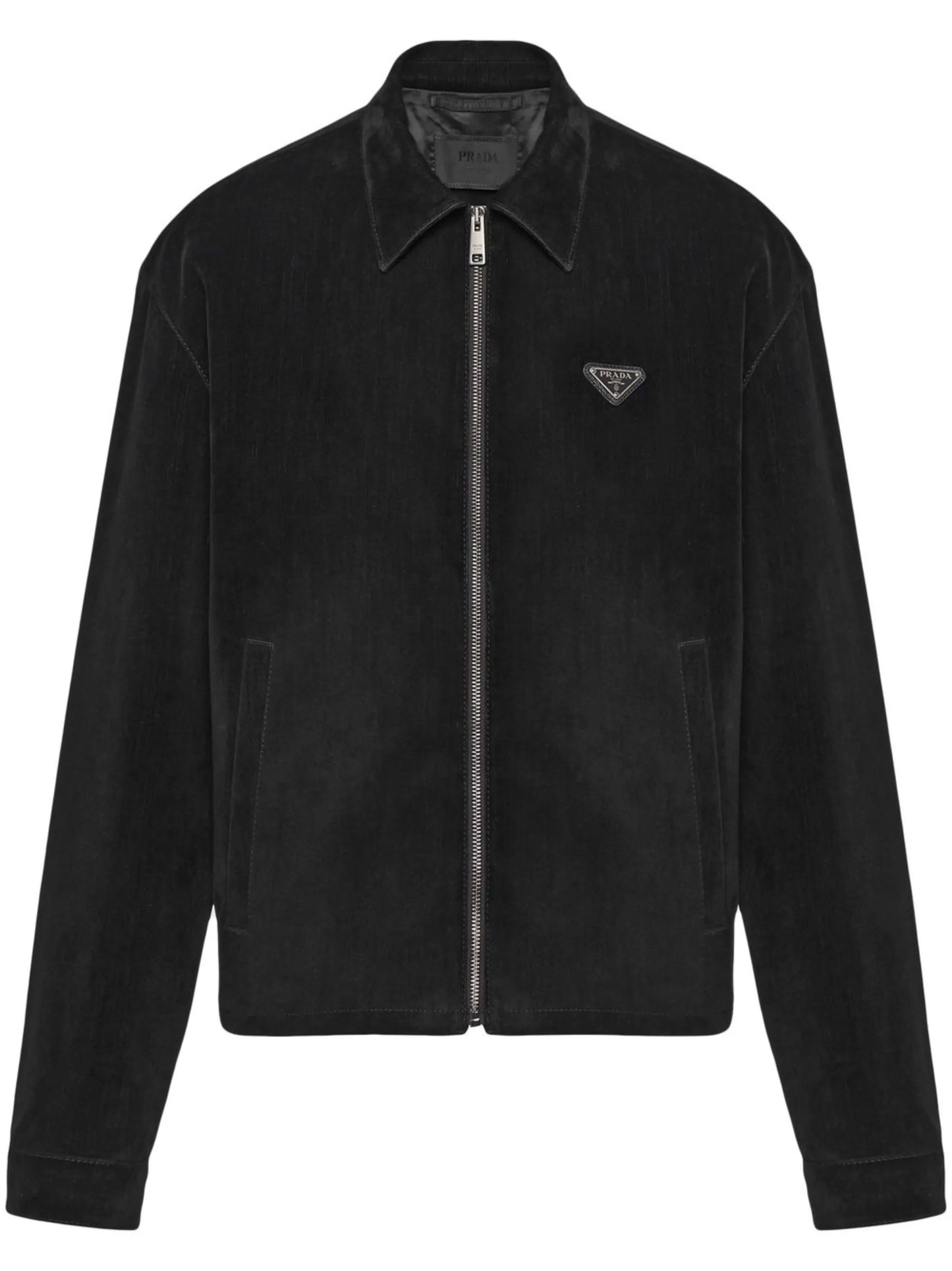 triangle-logo velvet blouson jacket