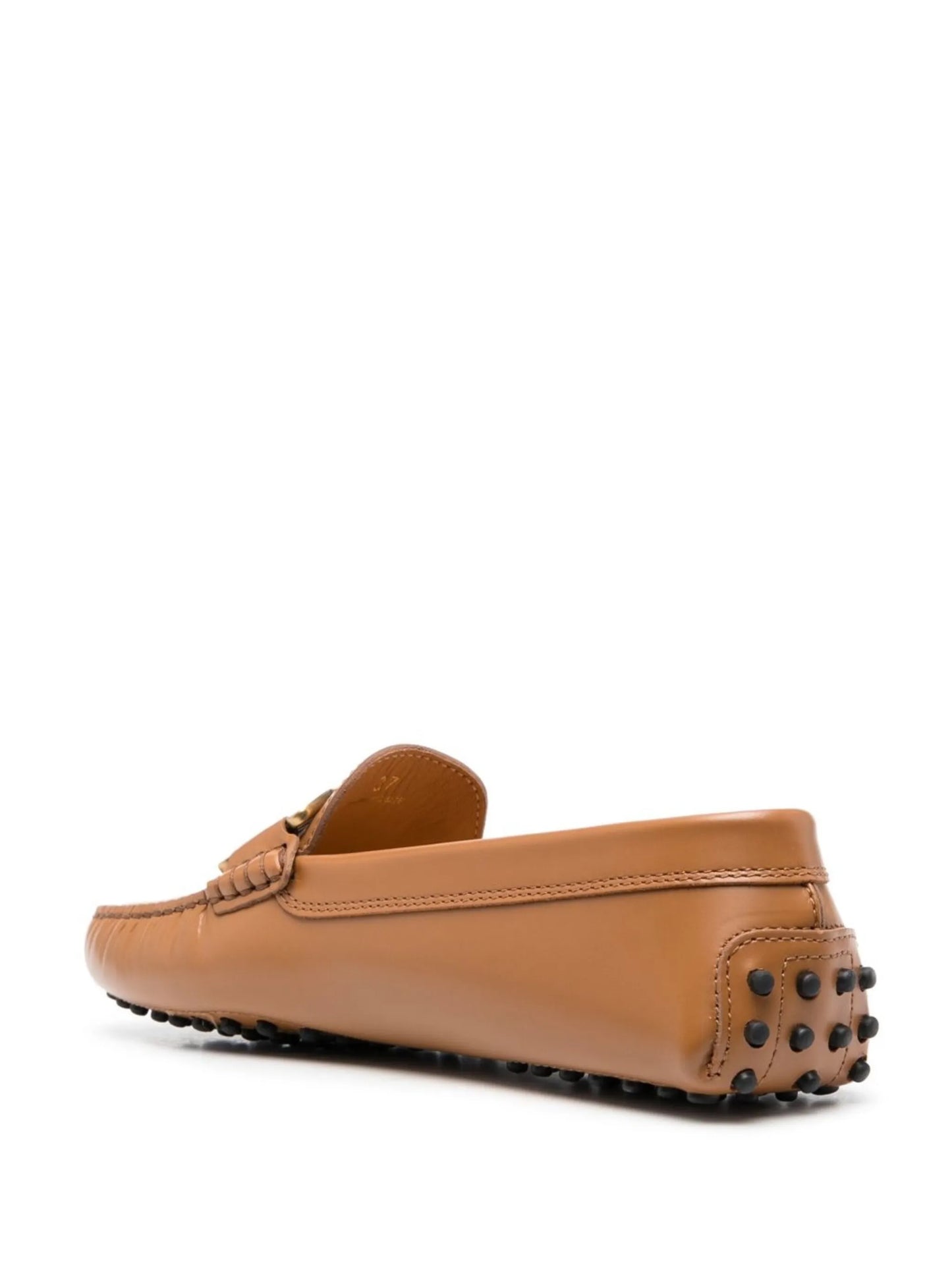 chain-link leather loafers