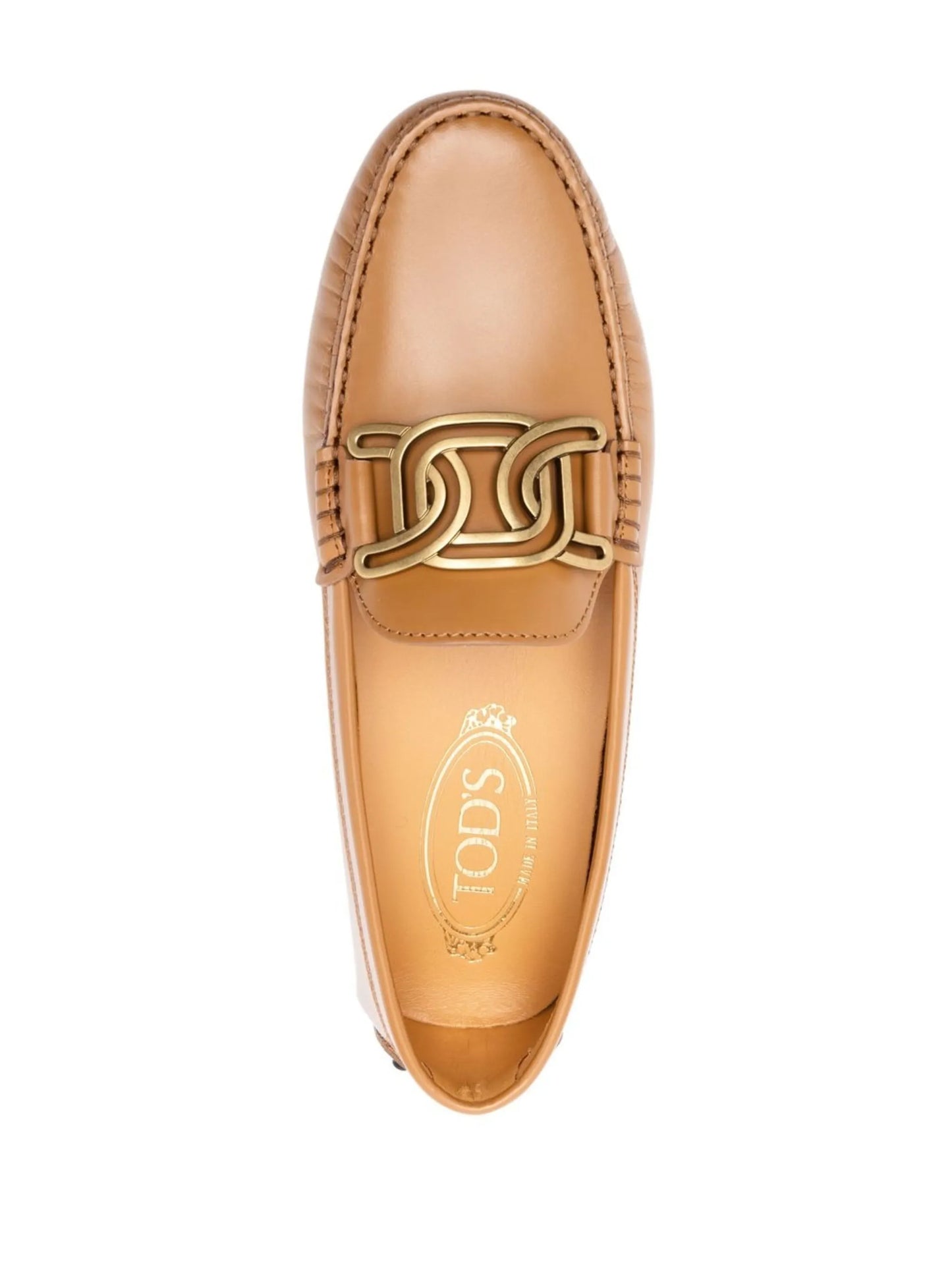 chain-link leather loafers