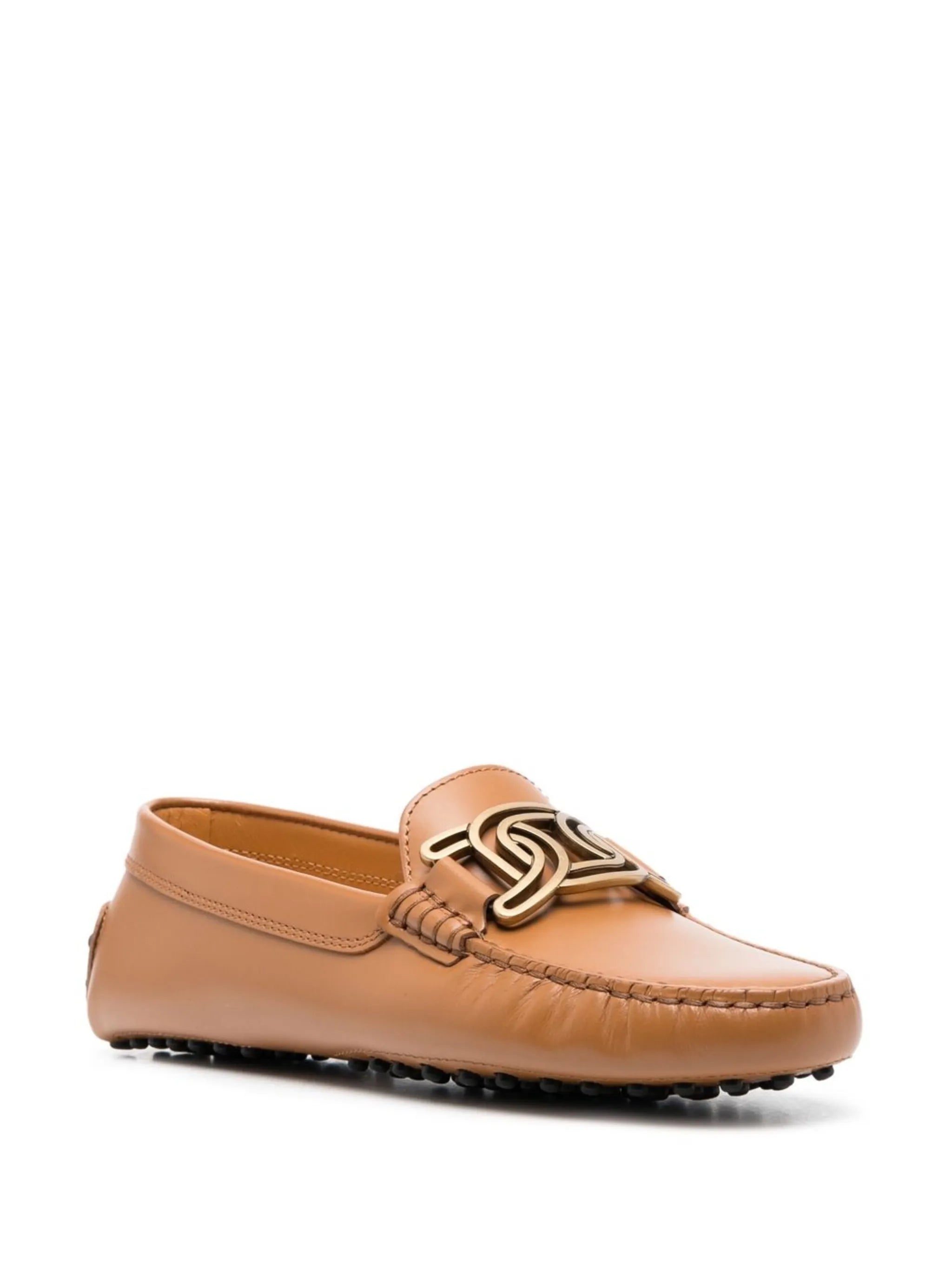 chain-link leather loafers