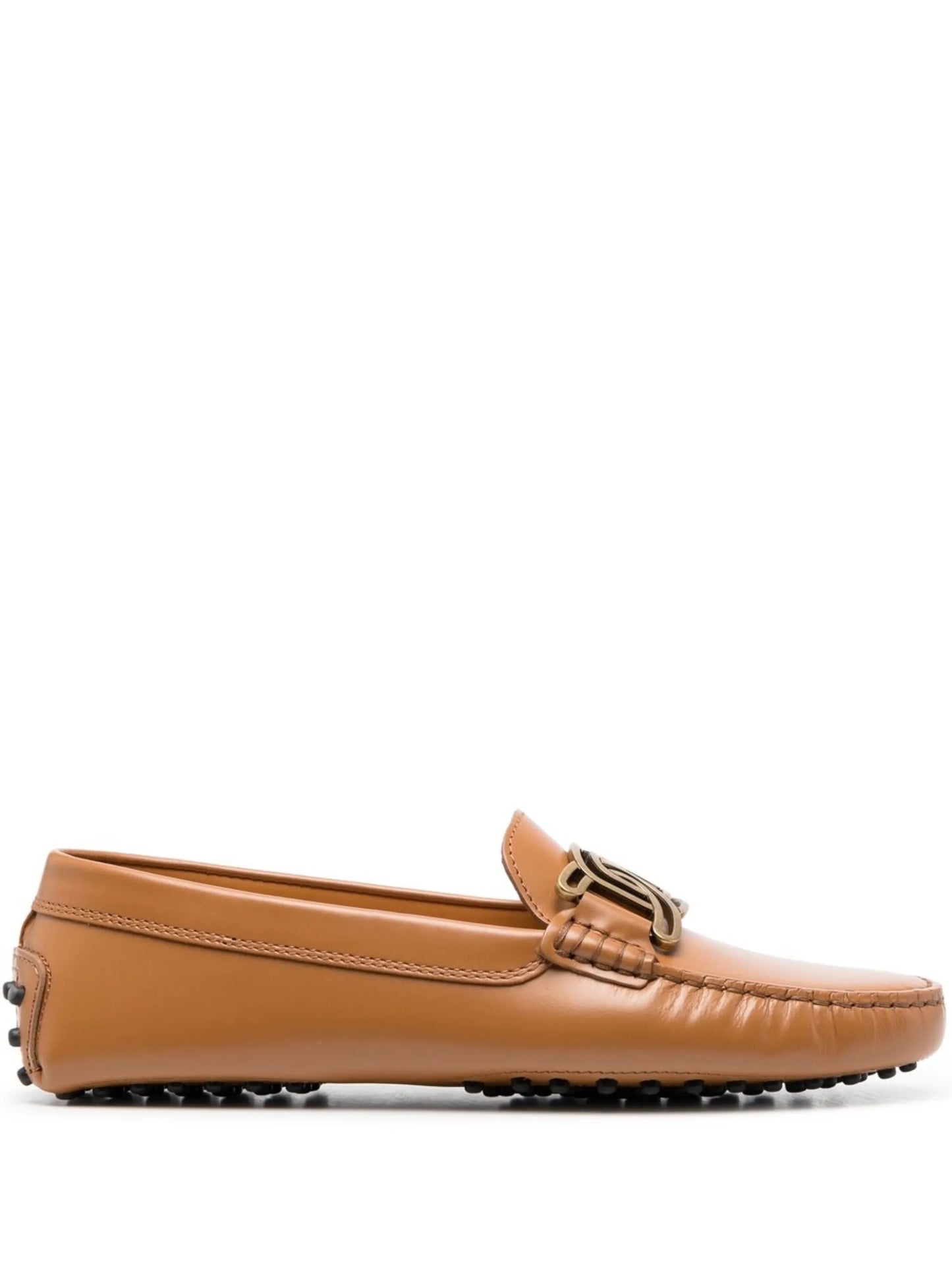 chain-link leather loafers