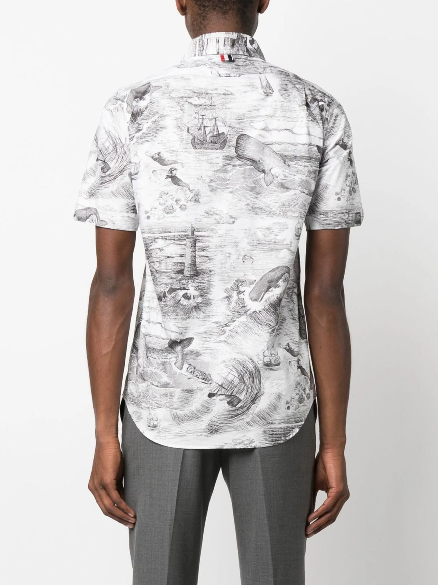 nautical-print short-sleeved shirt