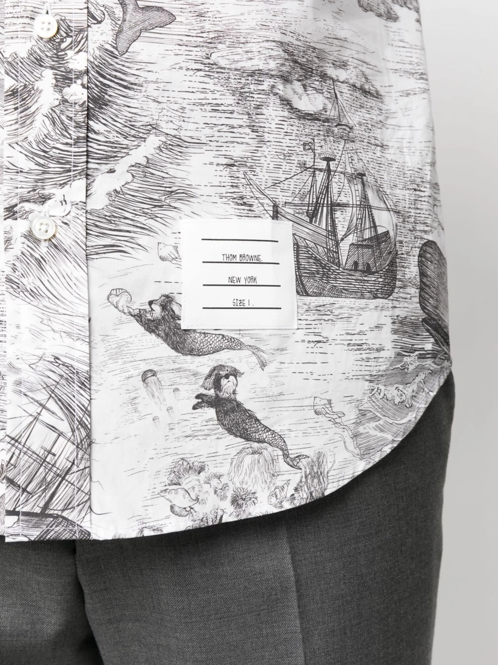 nautical-print short-sleeved shirt