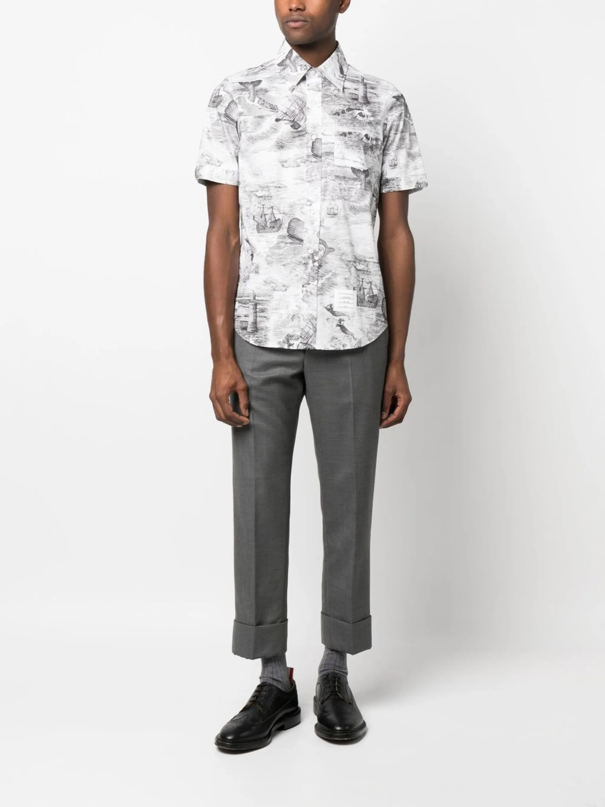 nautical-print short-sleeved shirt