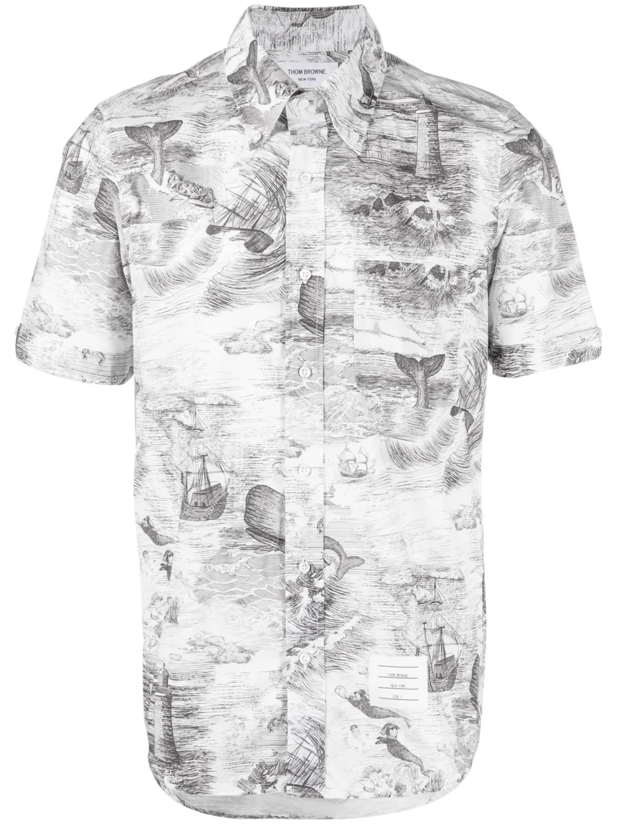 nautical-print short-sleeved shirt