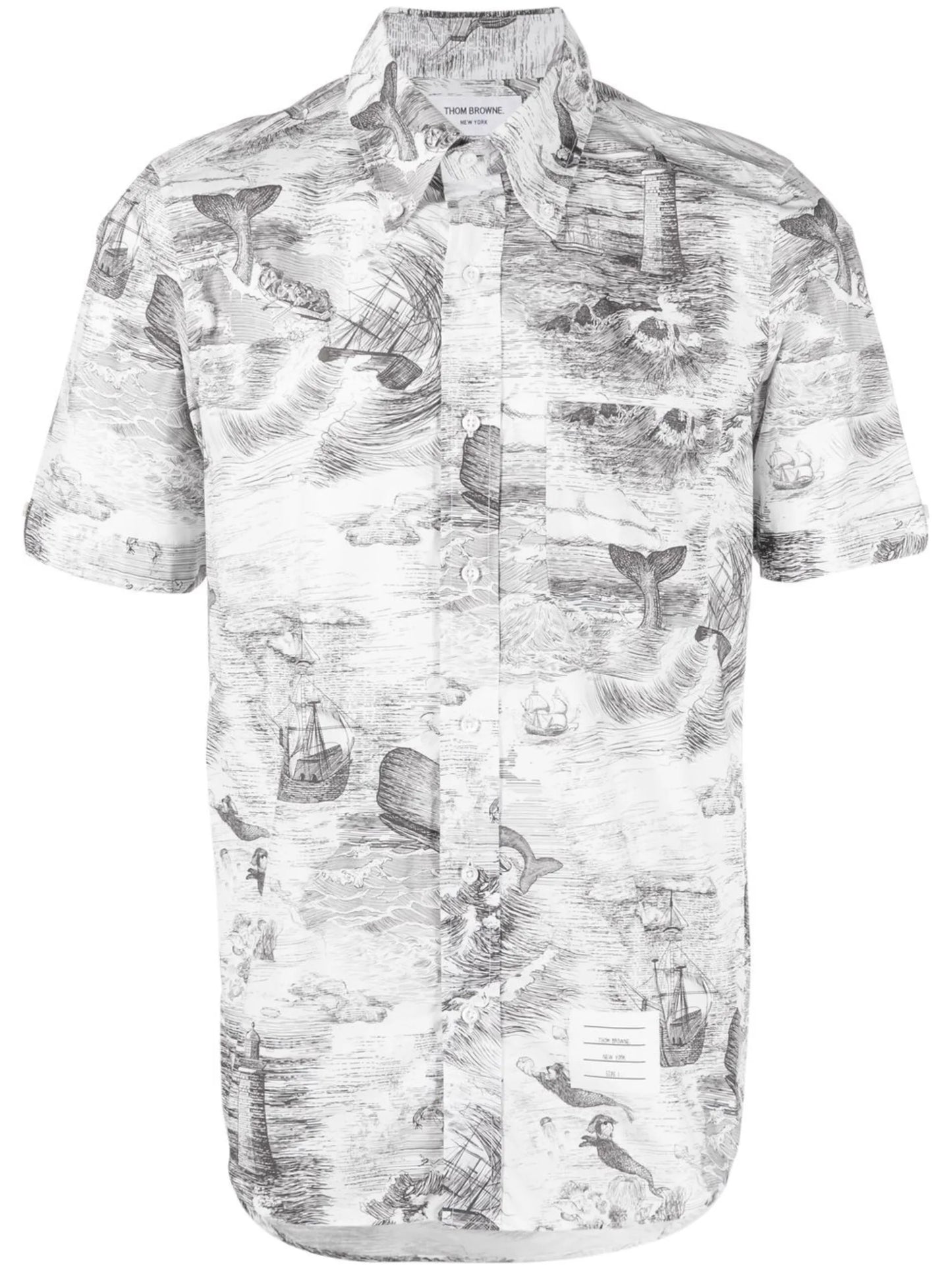 nautical-print short-sleeved shirt