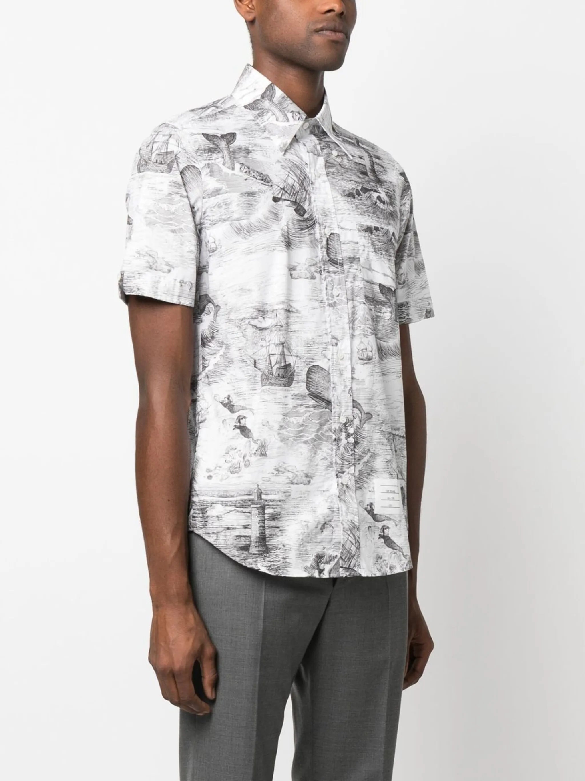 nautical-print short-sleeved shirt