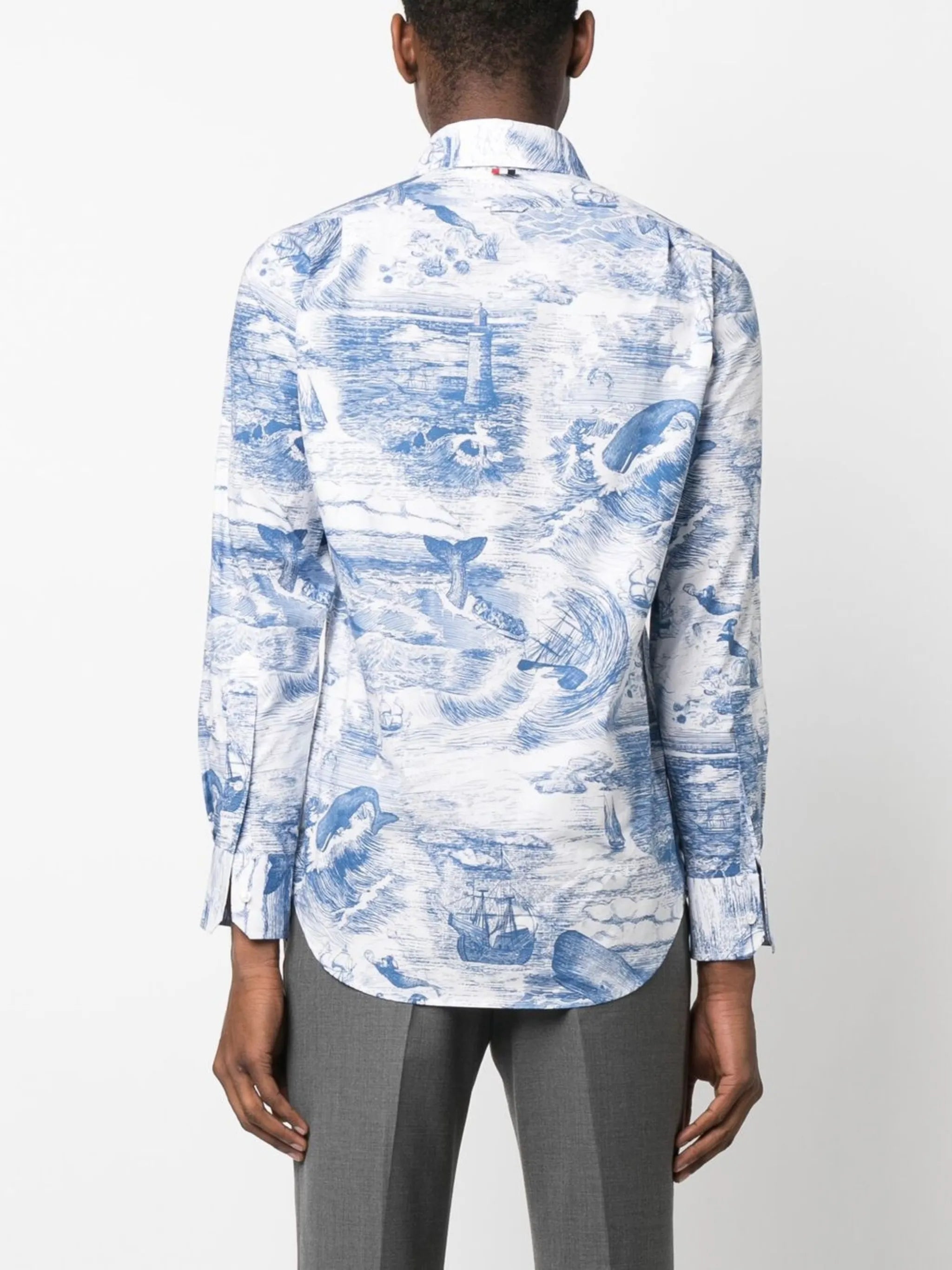nautical-print long-sleeved shirt