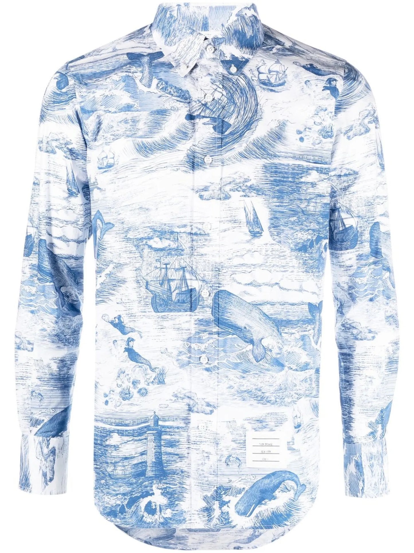 nautical-print long-sleeved shirt