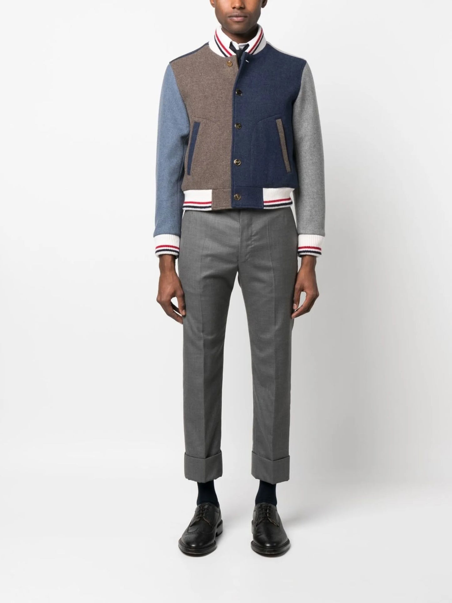 colour-block panel bomber jacket