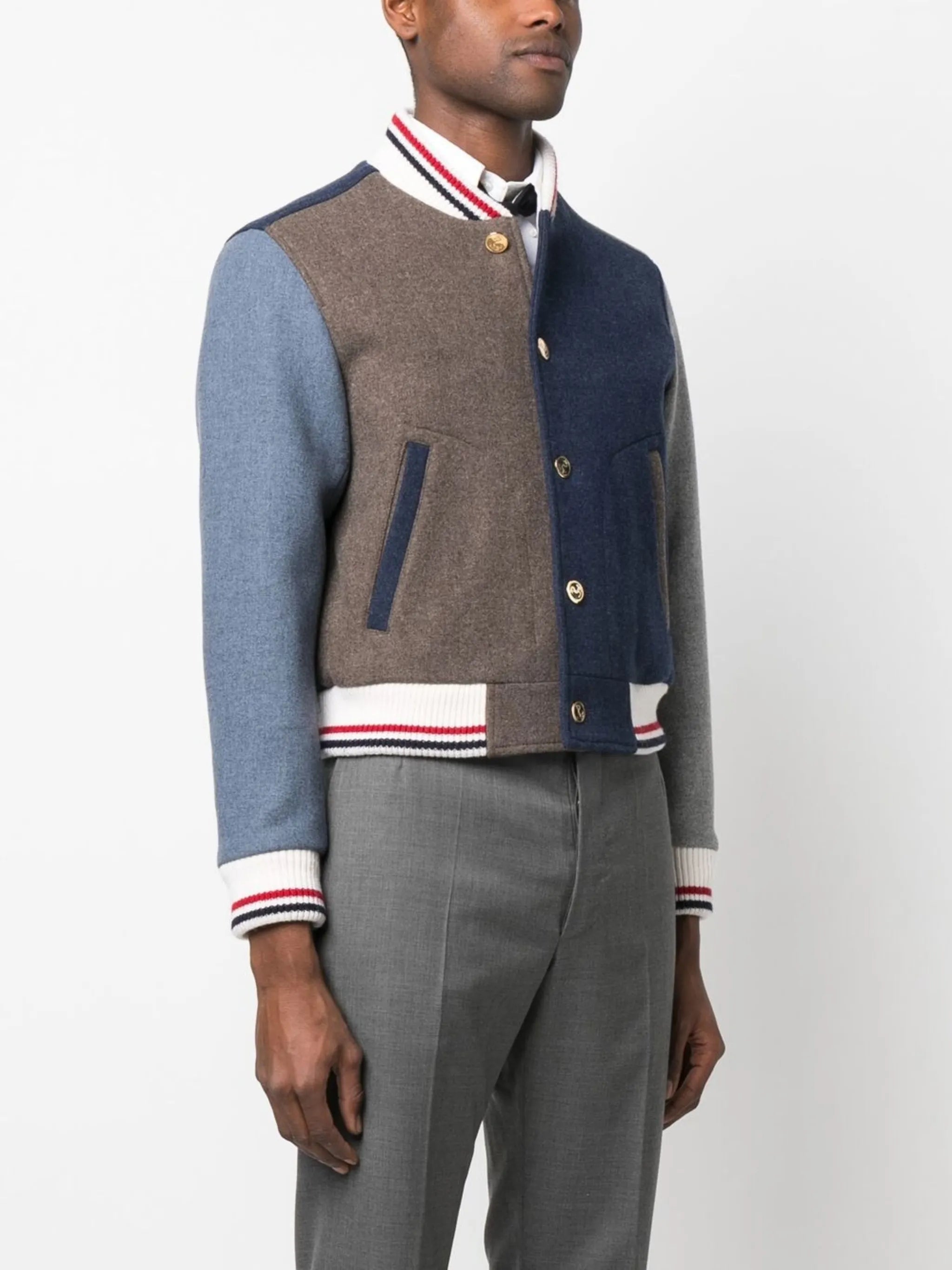colour-block panel bomber jacket