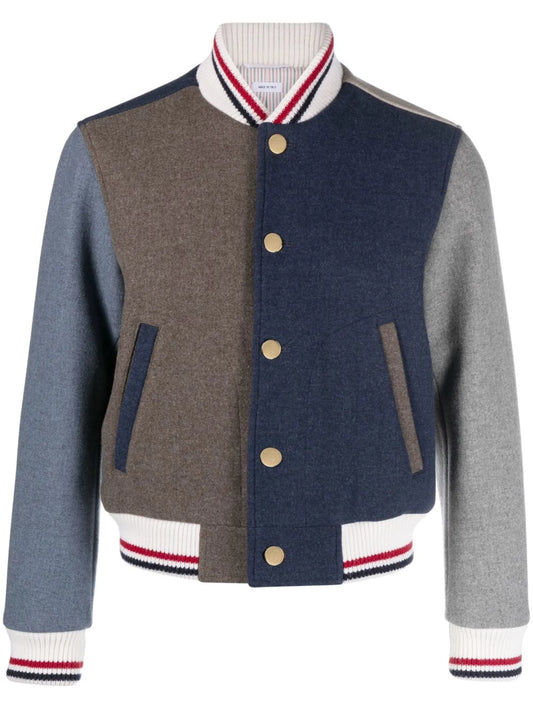 colour-block panel bomber jacket