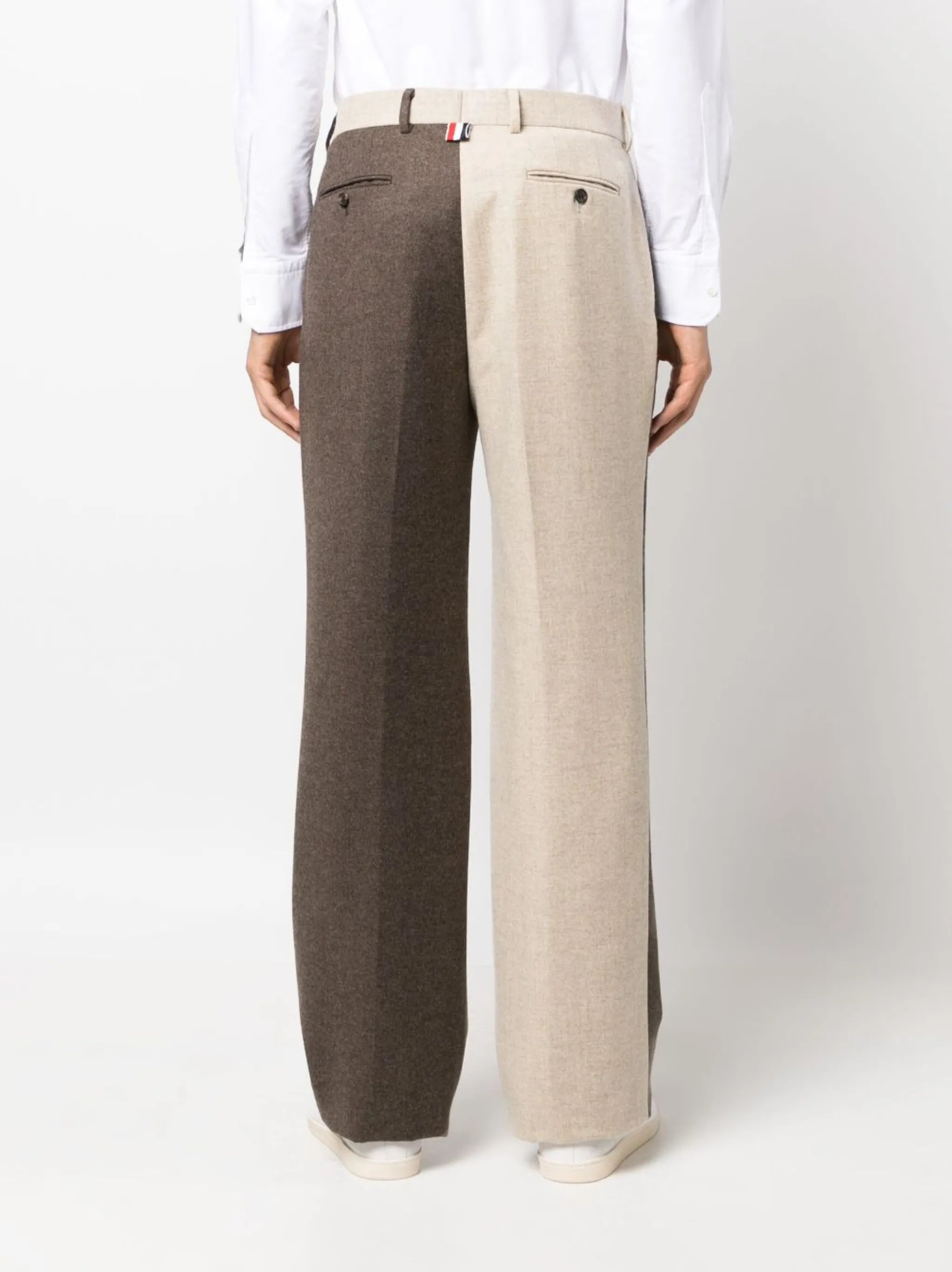 colour-block wool trousers