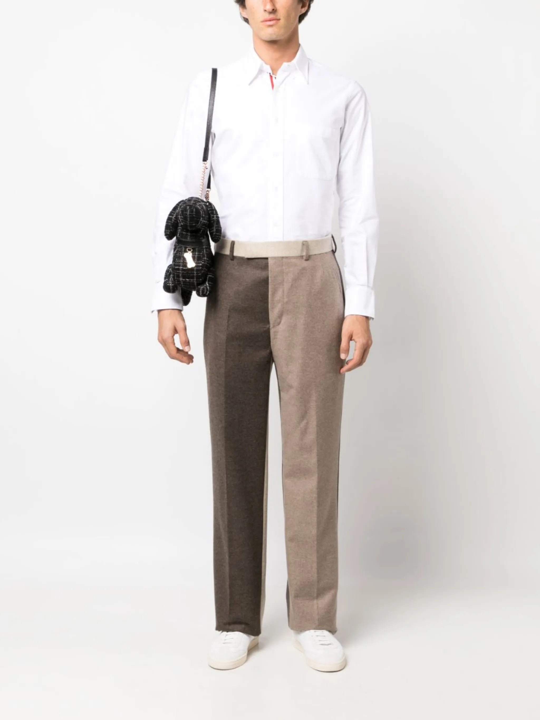 colour-block wool trousers