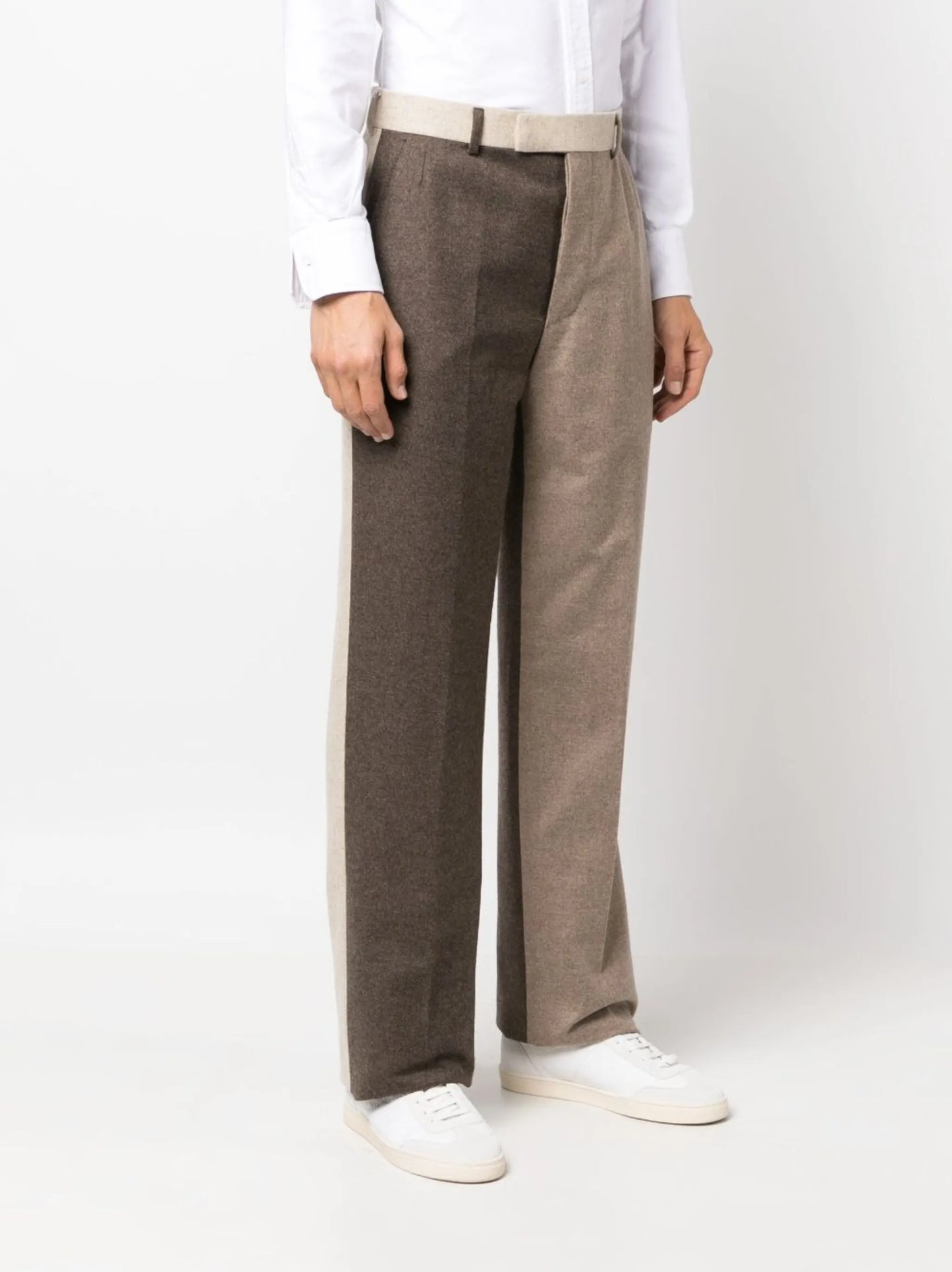 colour-block wool trousers