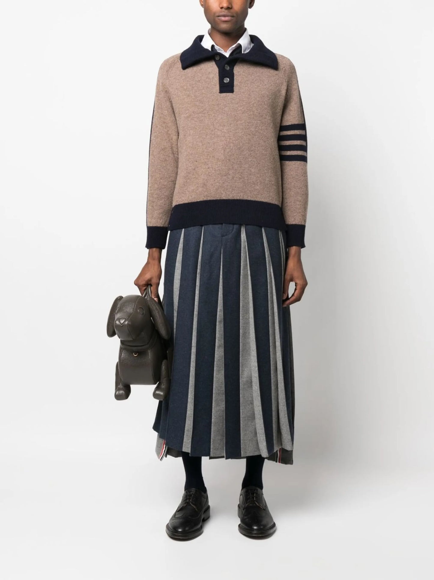 mock-neck 4-Bar stripe jumper