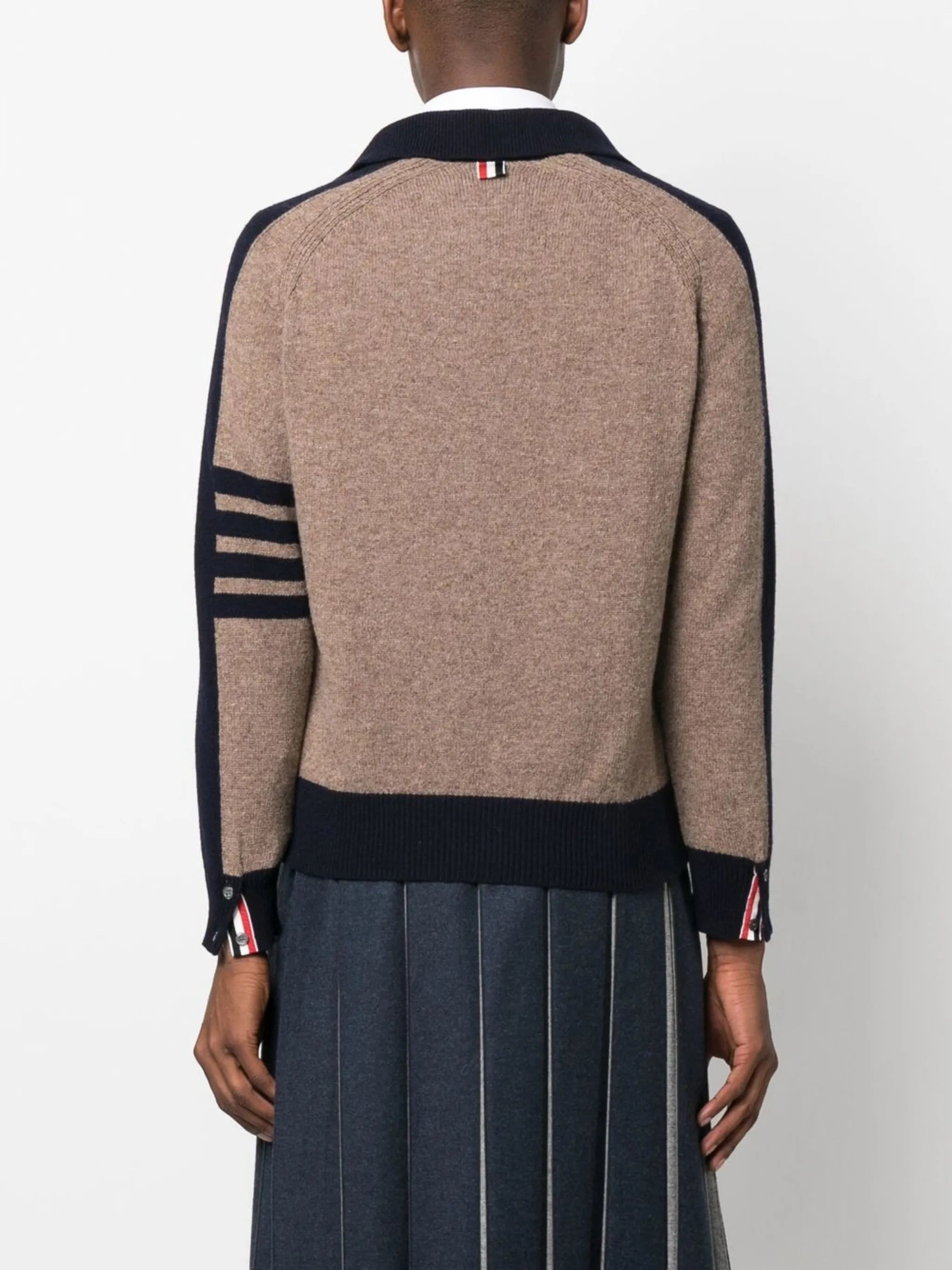 mock-neck 4-Bar stripe jumper