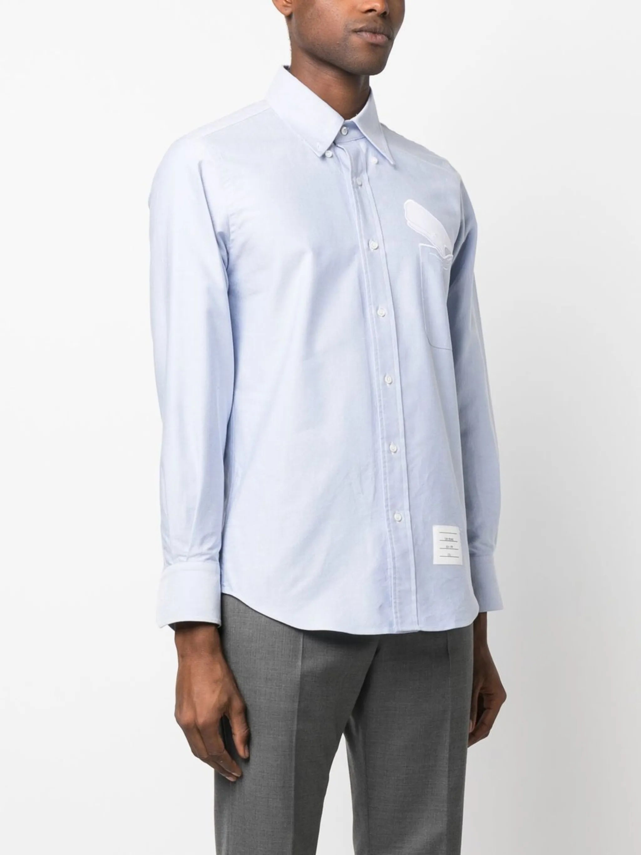 embroidered-whale detail shirt