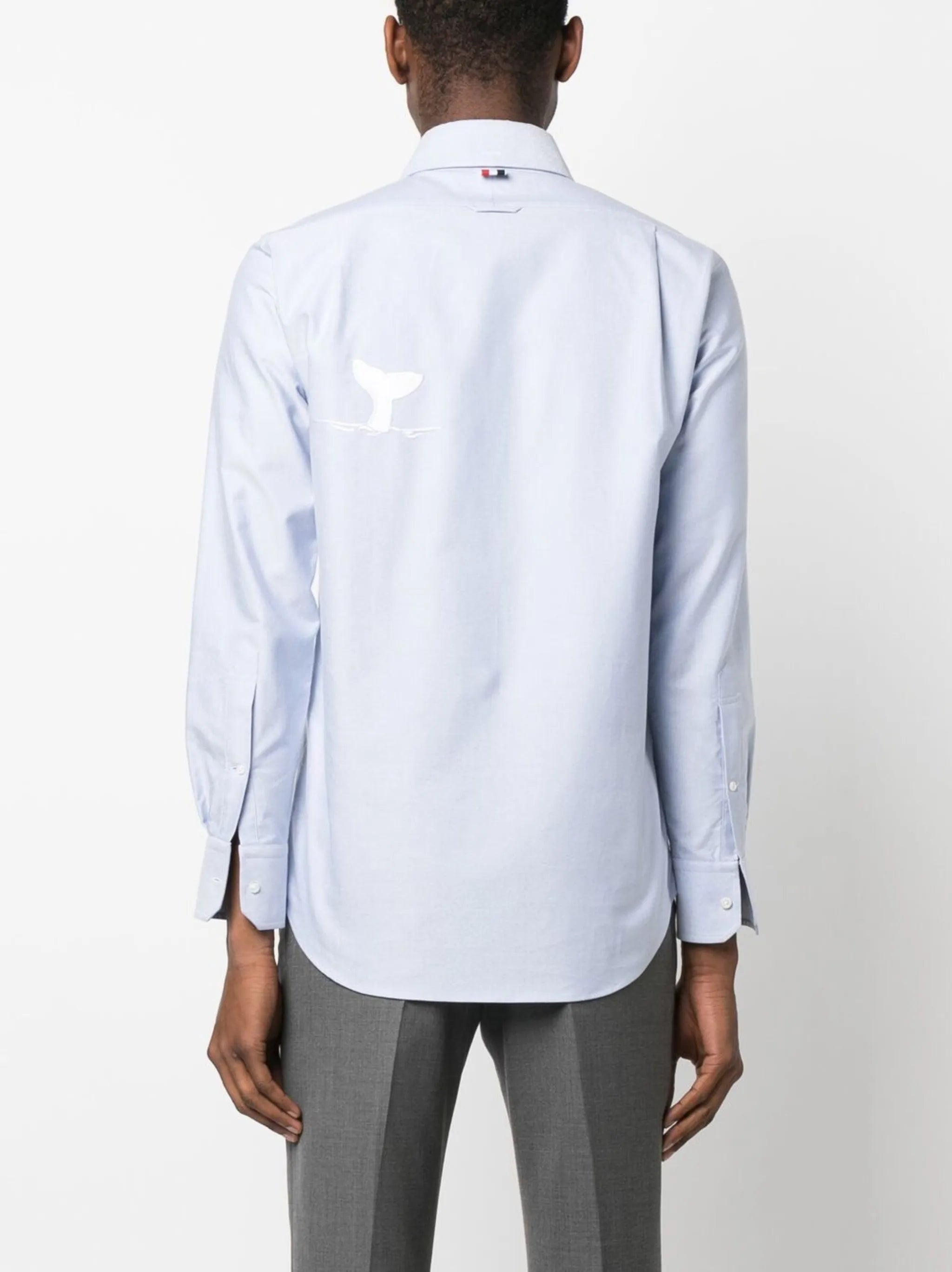 embroidered-whale detail shirt