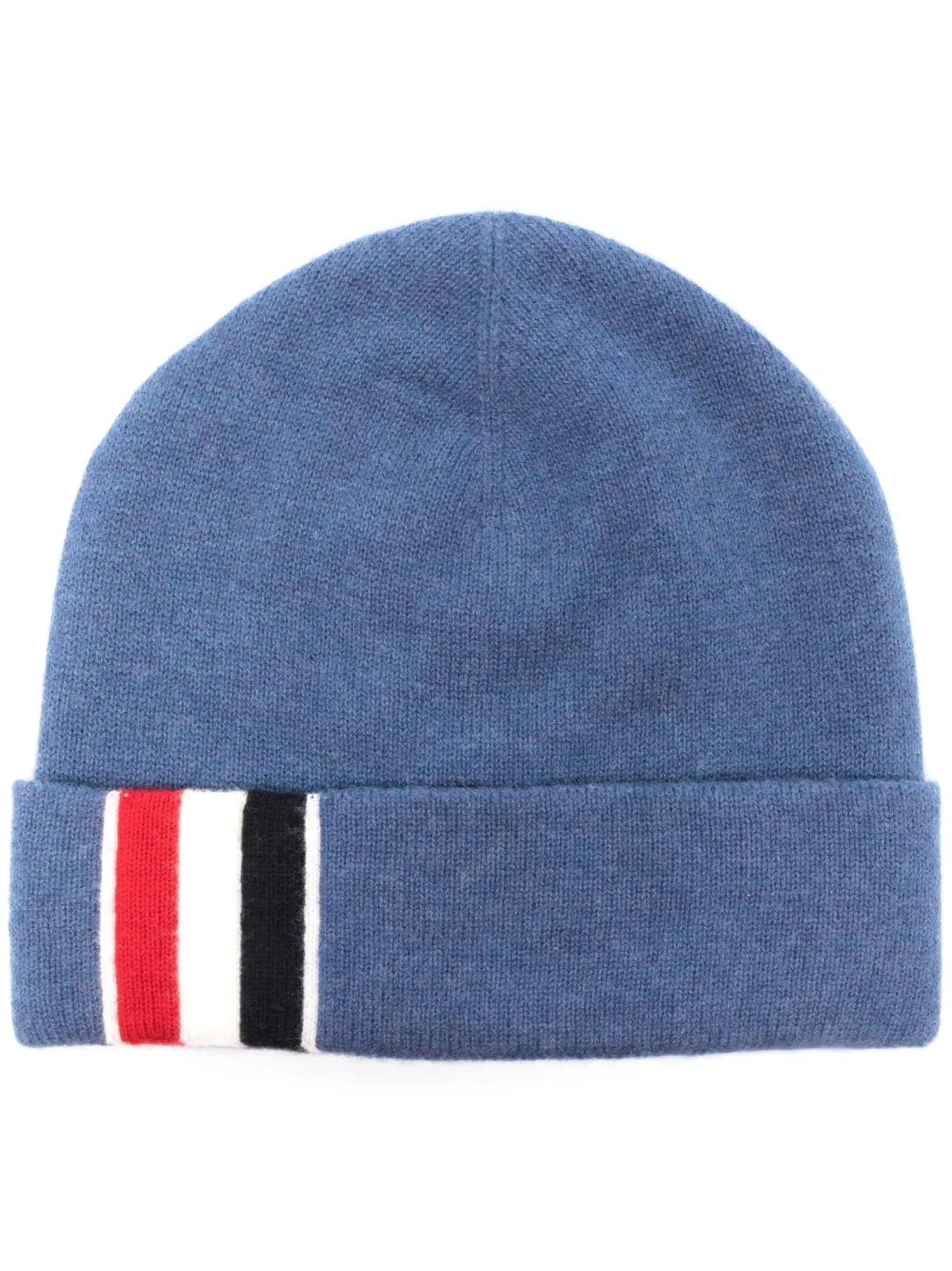 virgin wool stripe-trim beanie
