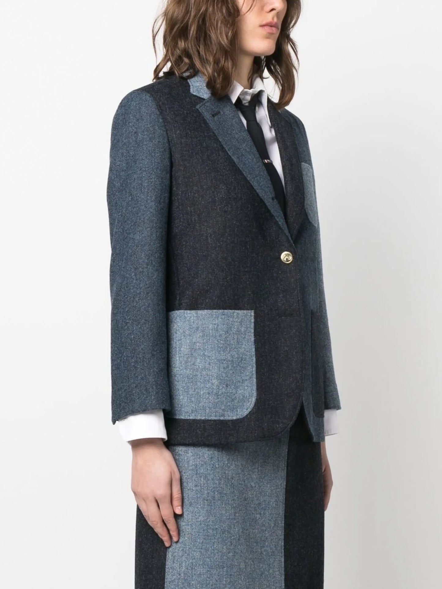 patchwork Donegal tweed blazer