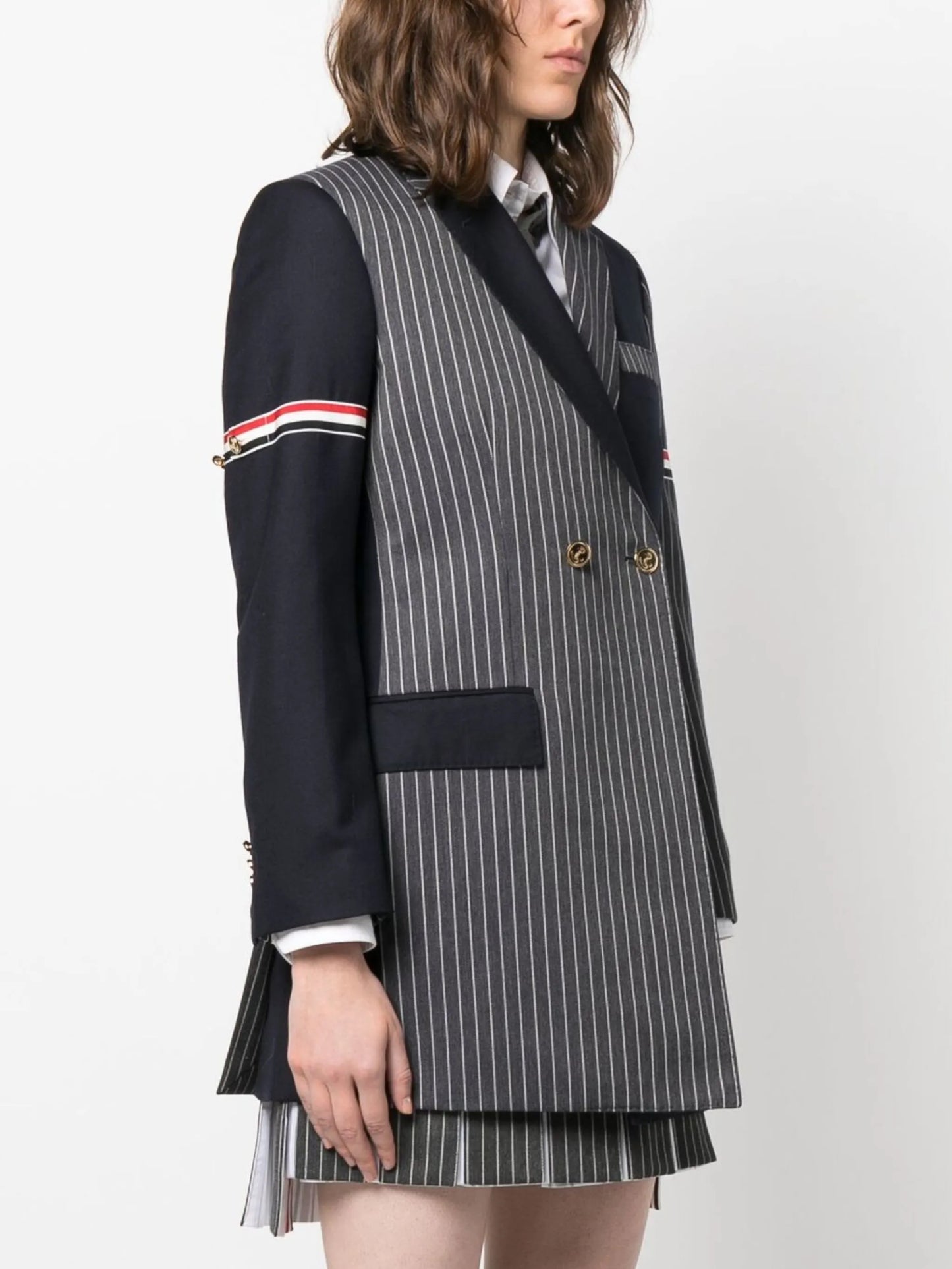 striped panelled jacket